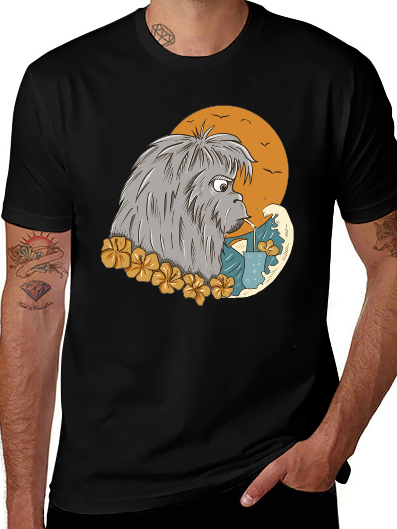 Cartoon Sasquatch T-Shirt - Black
