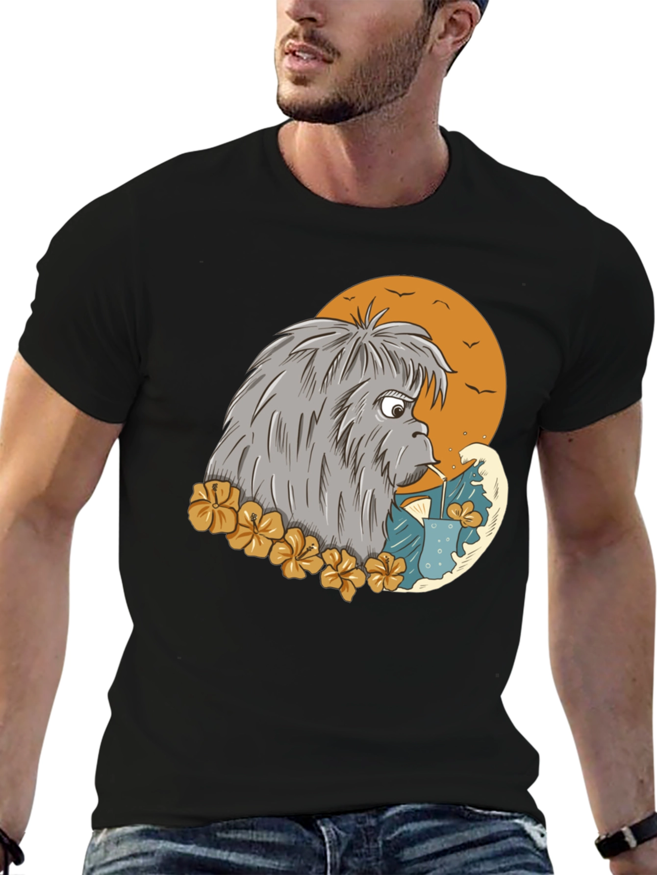 Cartoon Sasquatch T-Shirt - Black