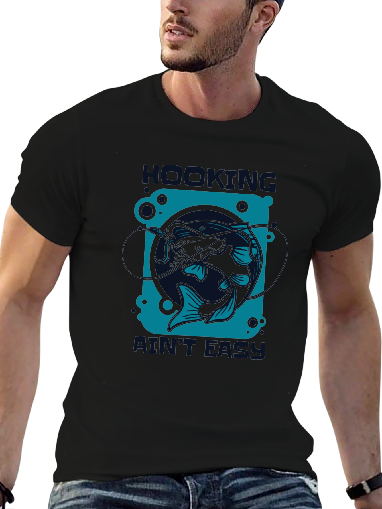Hooking Aint Easy T-Shirt - Fishing Design