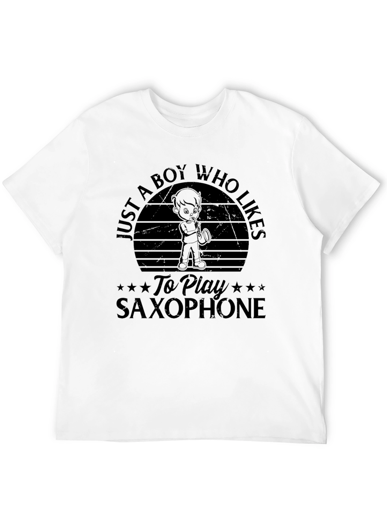 Boy Who Likes Saxophone Black T-Shirt