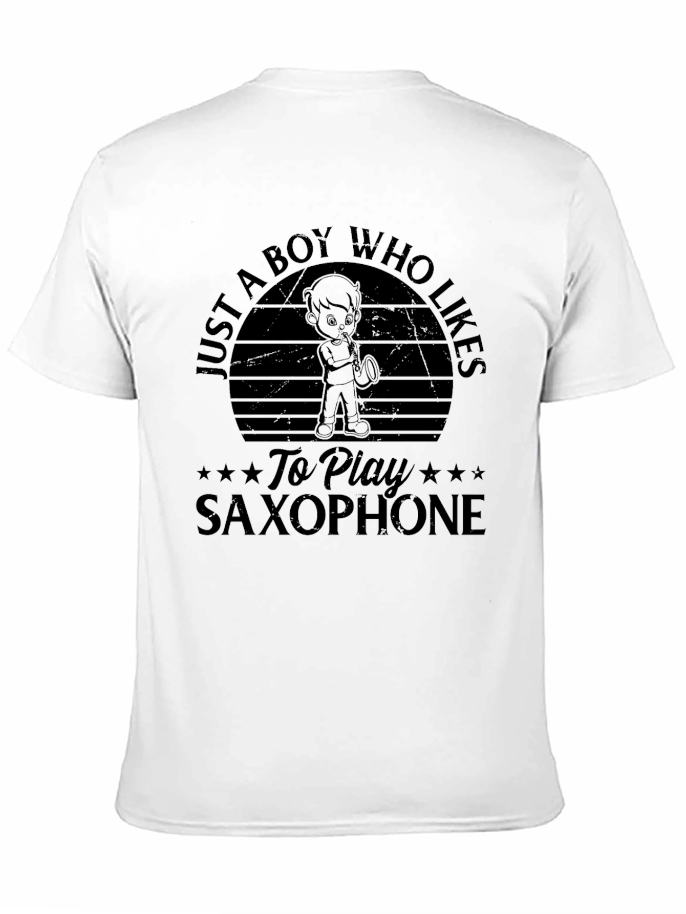 Boy Who Likes Saxophone Black T-Shirt