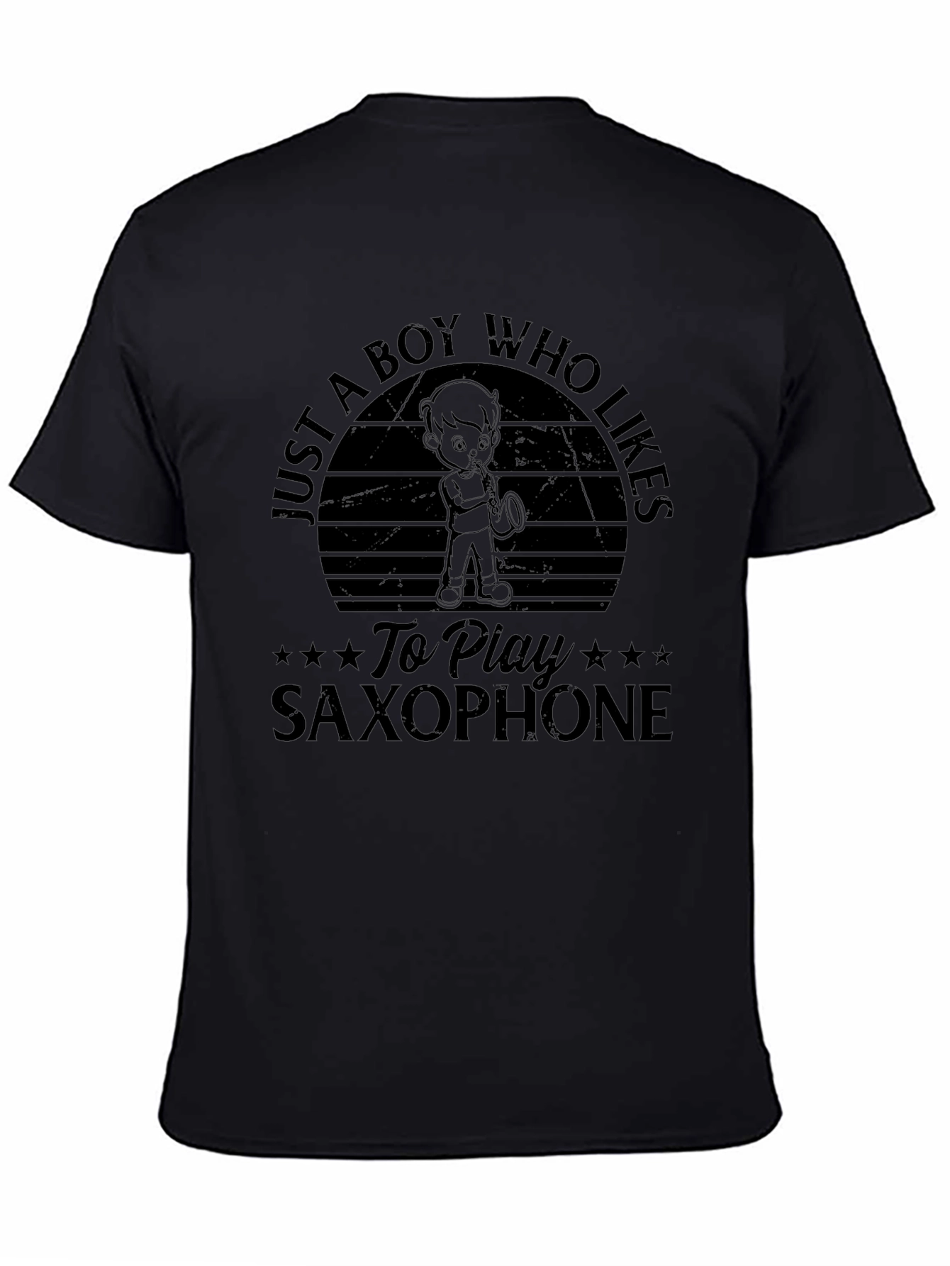 Boy Who Likes Saxophone Black T-Shirt
