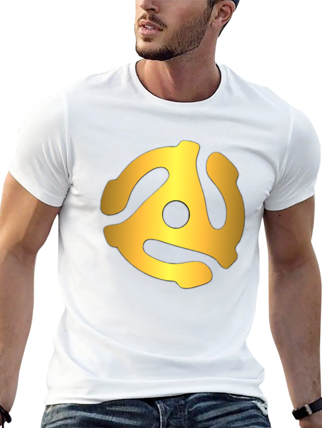 Retro Gold Record Adapter Black T-Shirt