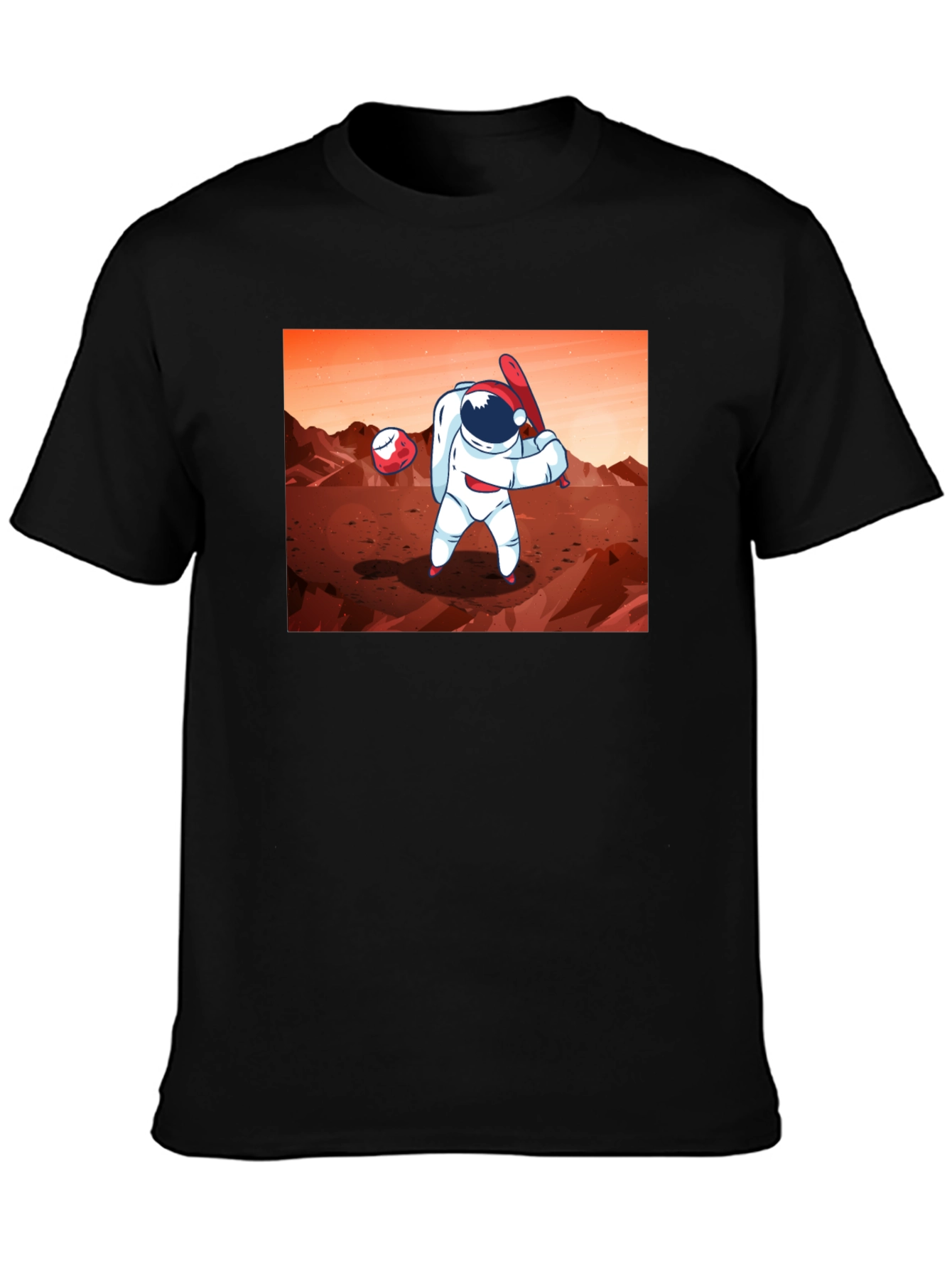 Astronaut Baseball on Mars Graphic T-Shirt