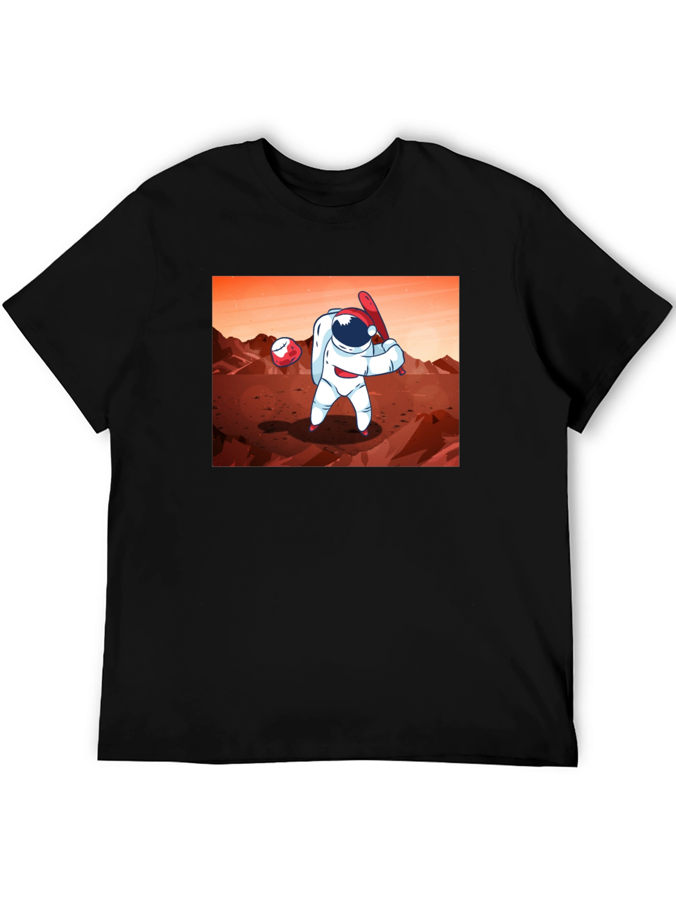 Astronaut Baseball on Mars Graphic T-Shirt