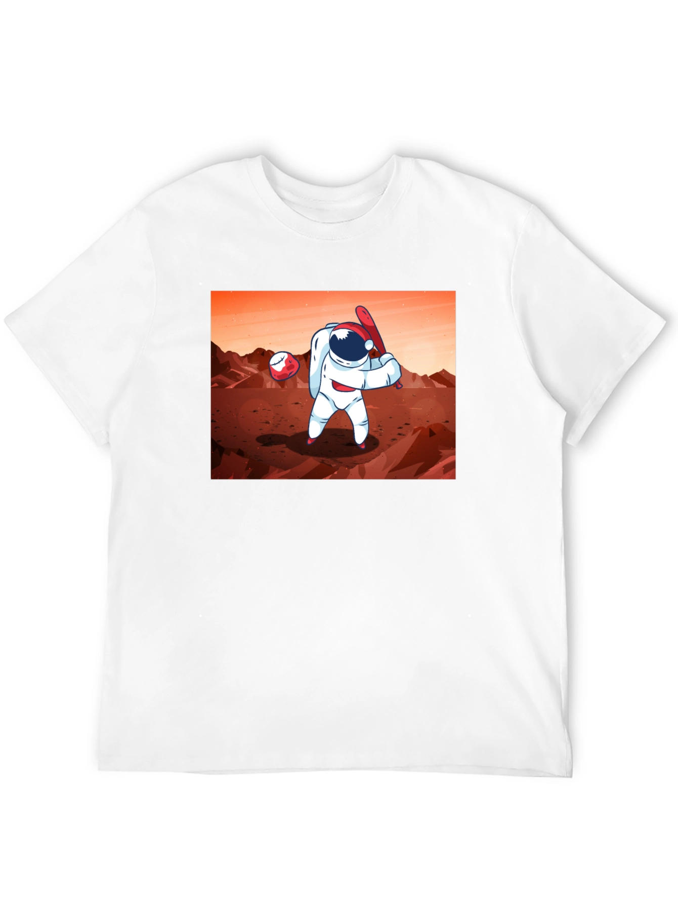 Astronaut Baseball on Mars Graphic T-Shirt