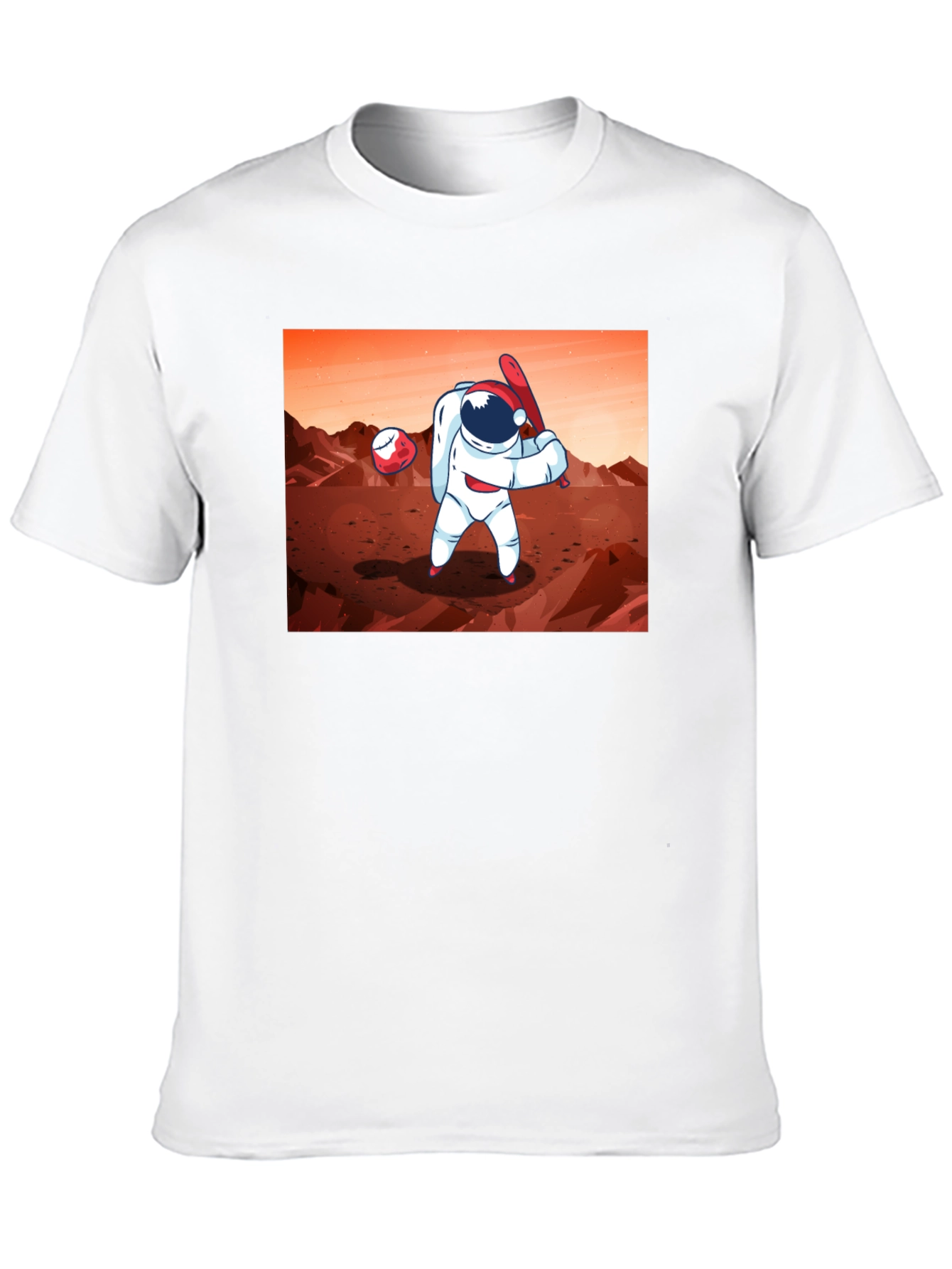 Astronaut Baseball on Mars Graphic T-Shirt