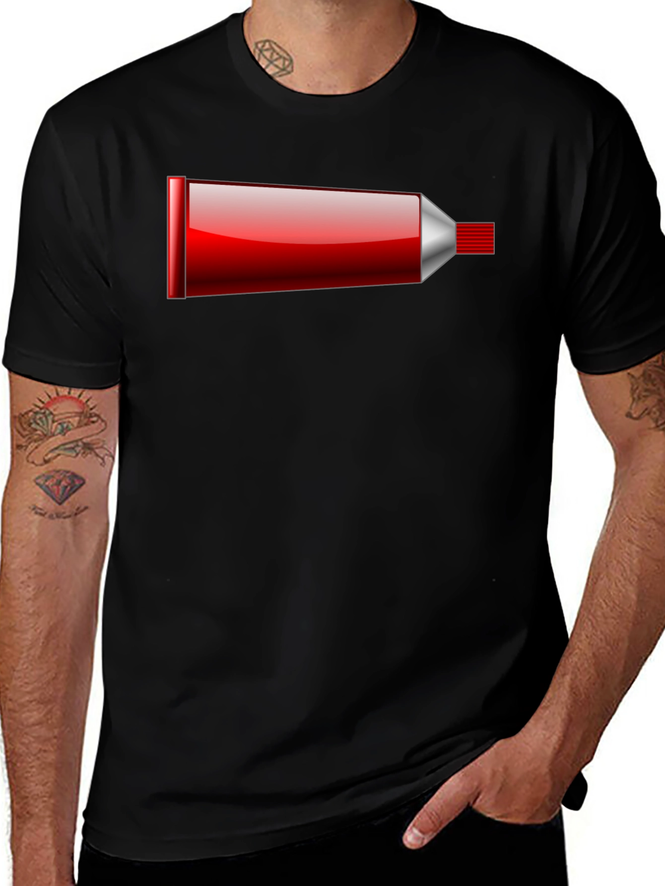 Novelty Toothpaste Tube Black T-Shirt