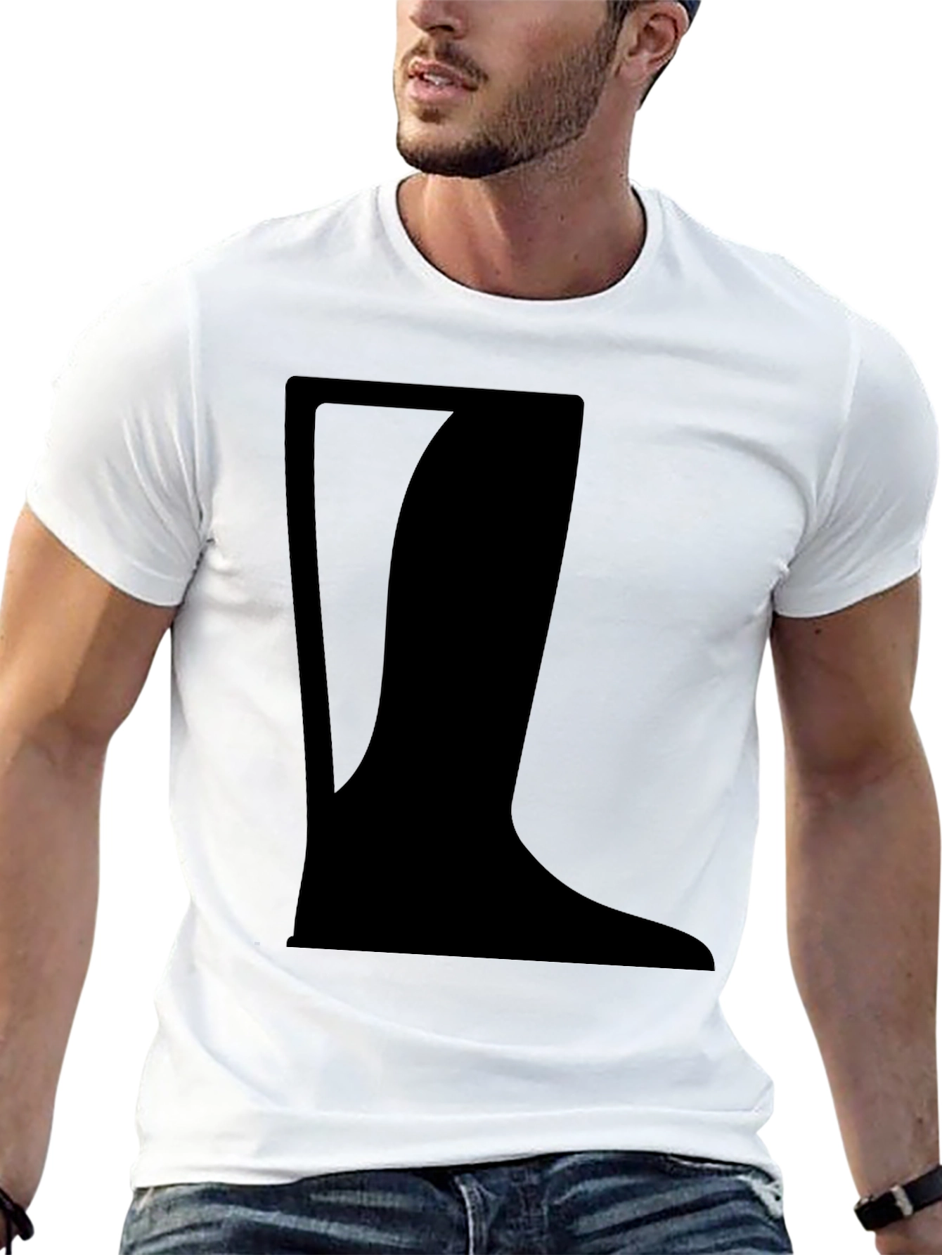 Mens Black T-Shirt with Boot Graphic