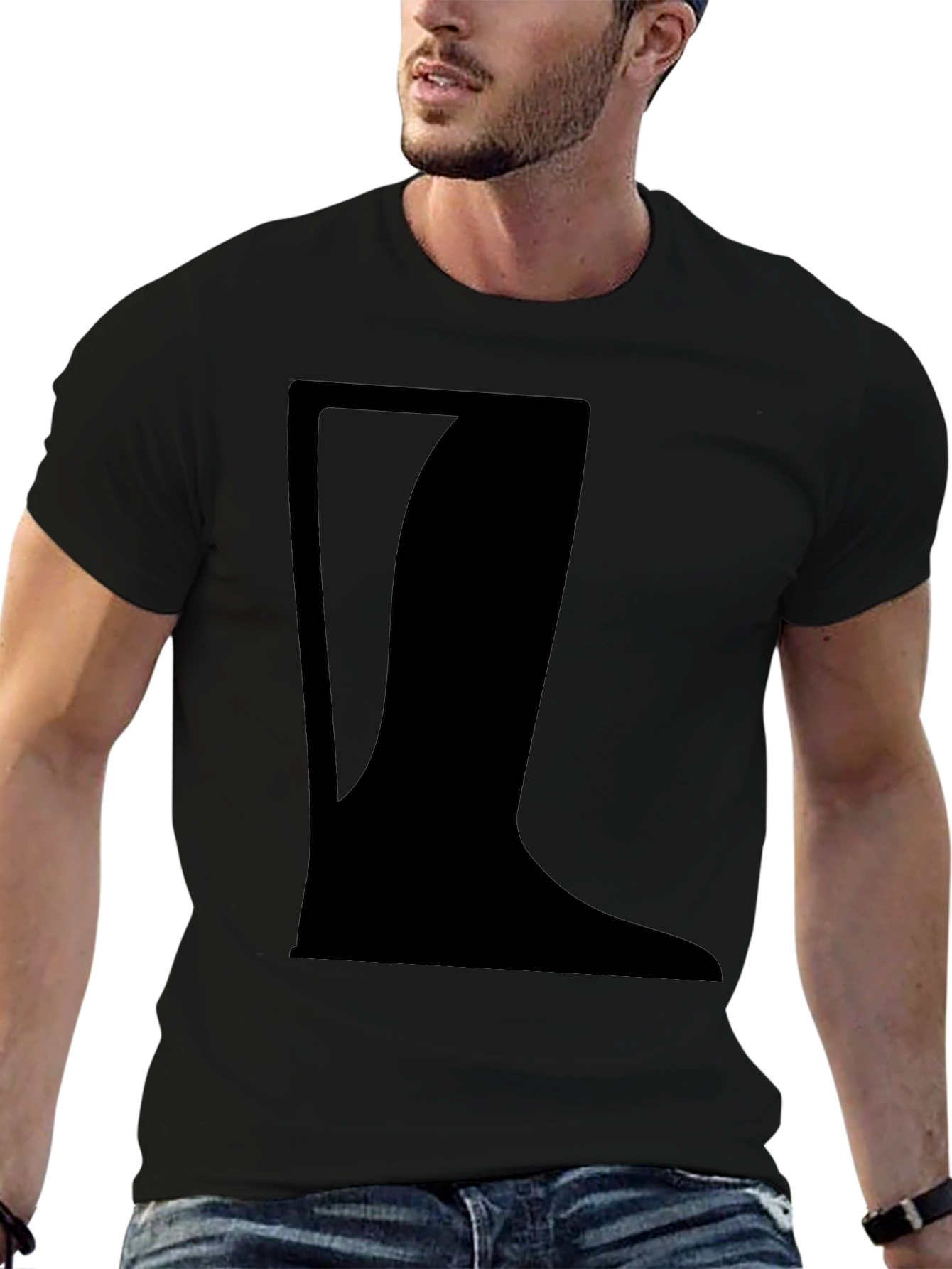Mens Black T-Shirt with Boot Graphic