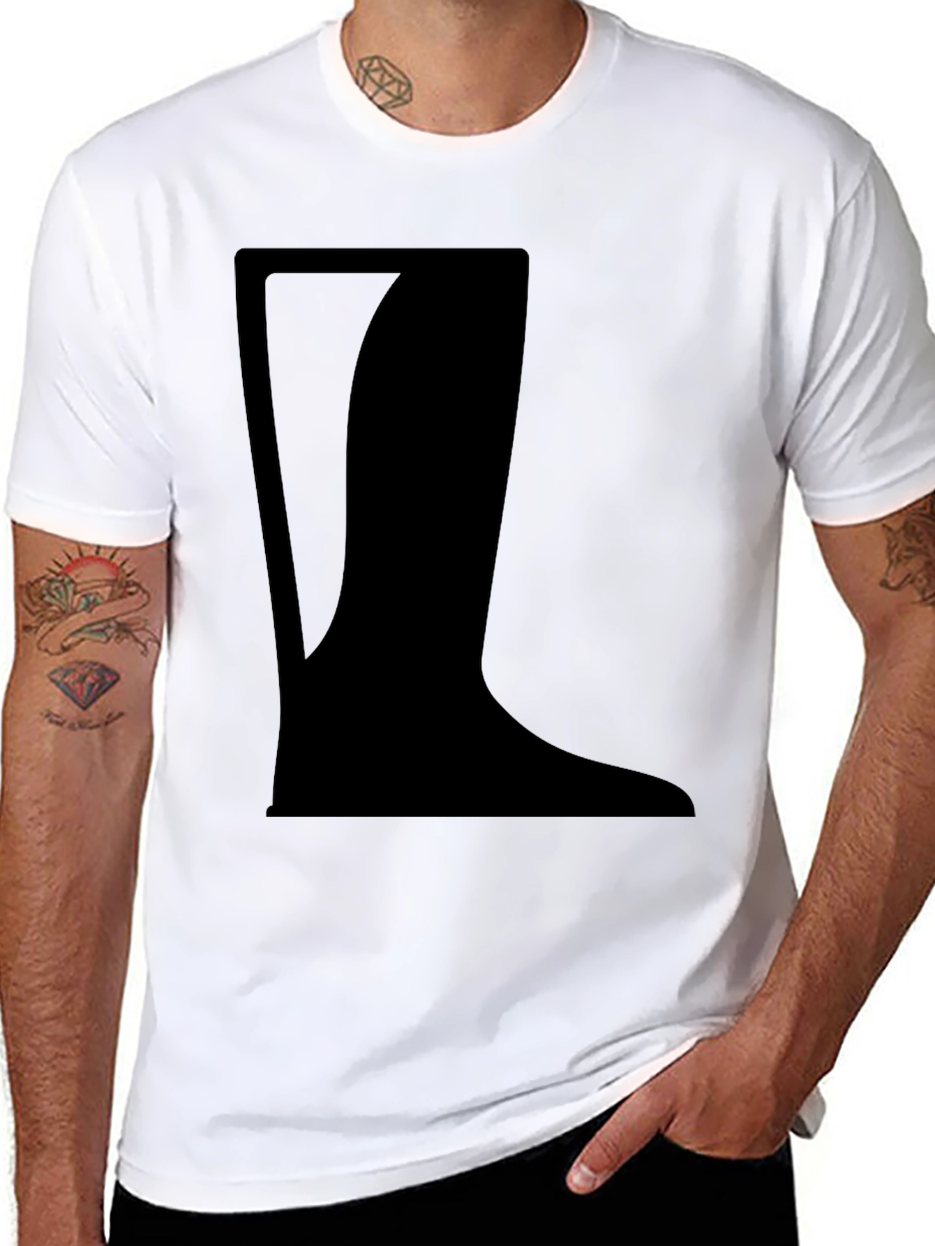 Mens Black T-Shirt with Boot Graphic