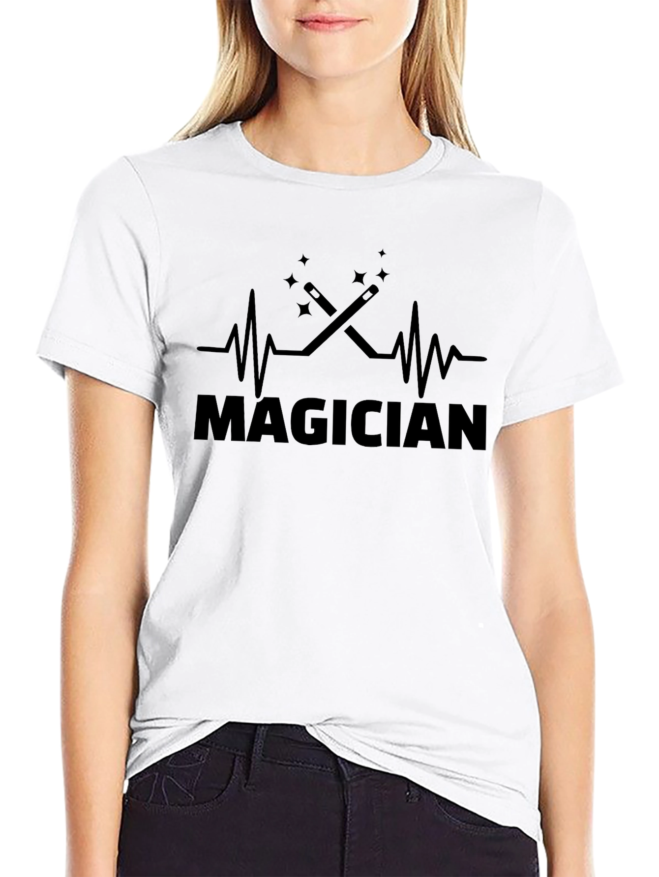 Magician Heartbeat Graphic Tee - Black T-Shirt
