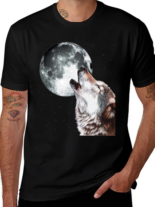 Wolf Howling at Moon Graphic T-Shirt