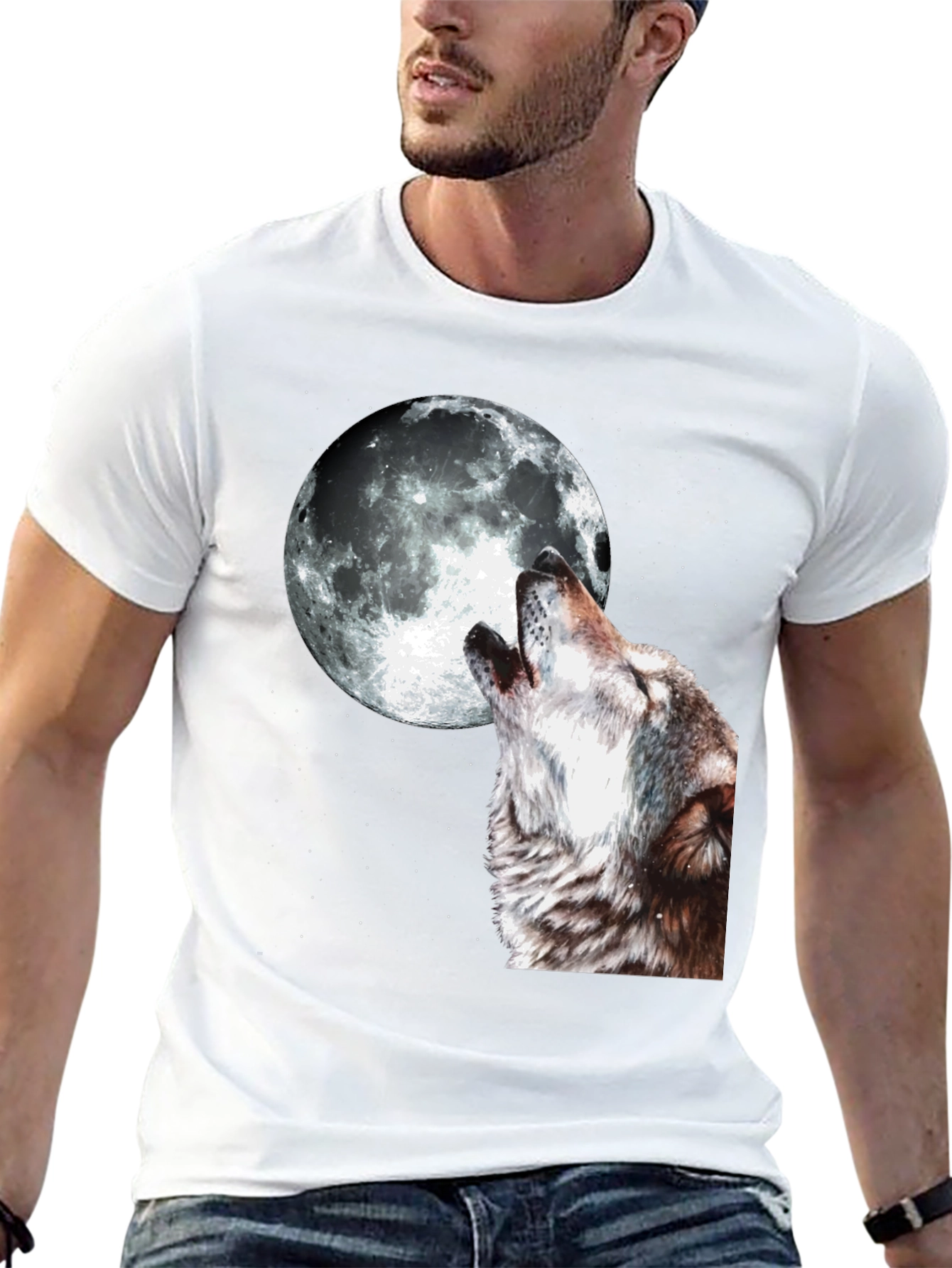 Wolf Howling at Moon Graphic T-Shirt