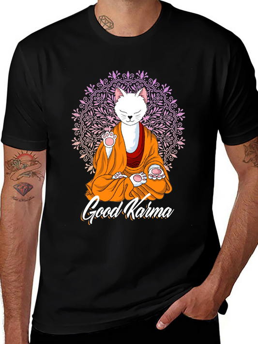 Good Karma Cat T-Shirt - Meditating Feline Tee