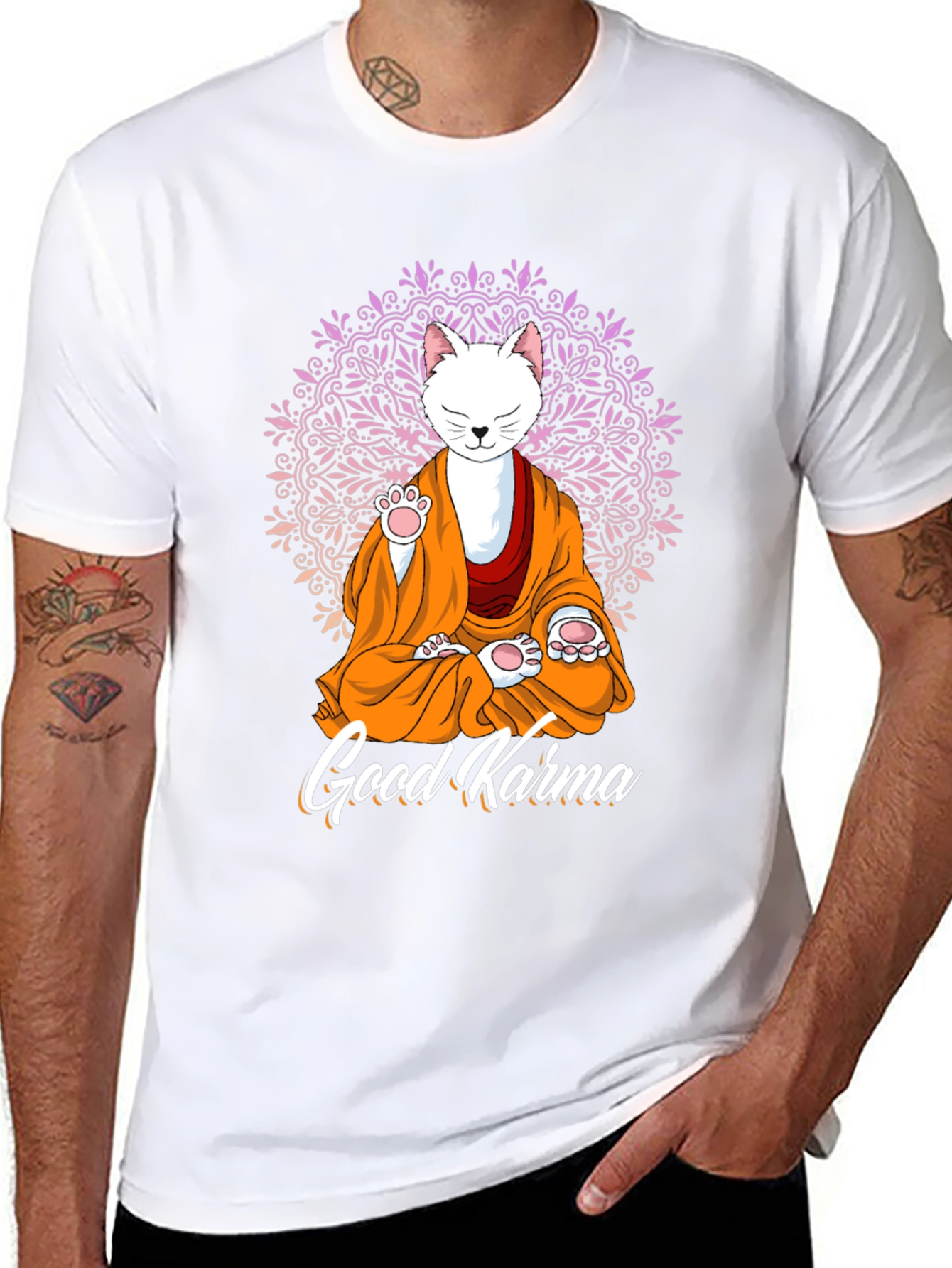 Good Karma Cat T-Shirt - Meditating Feline Tee