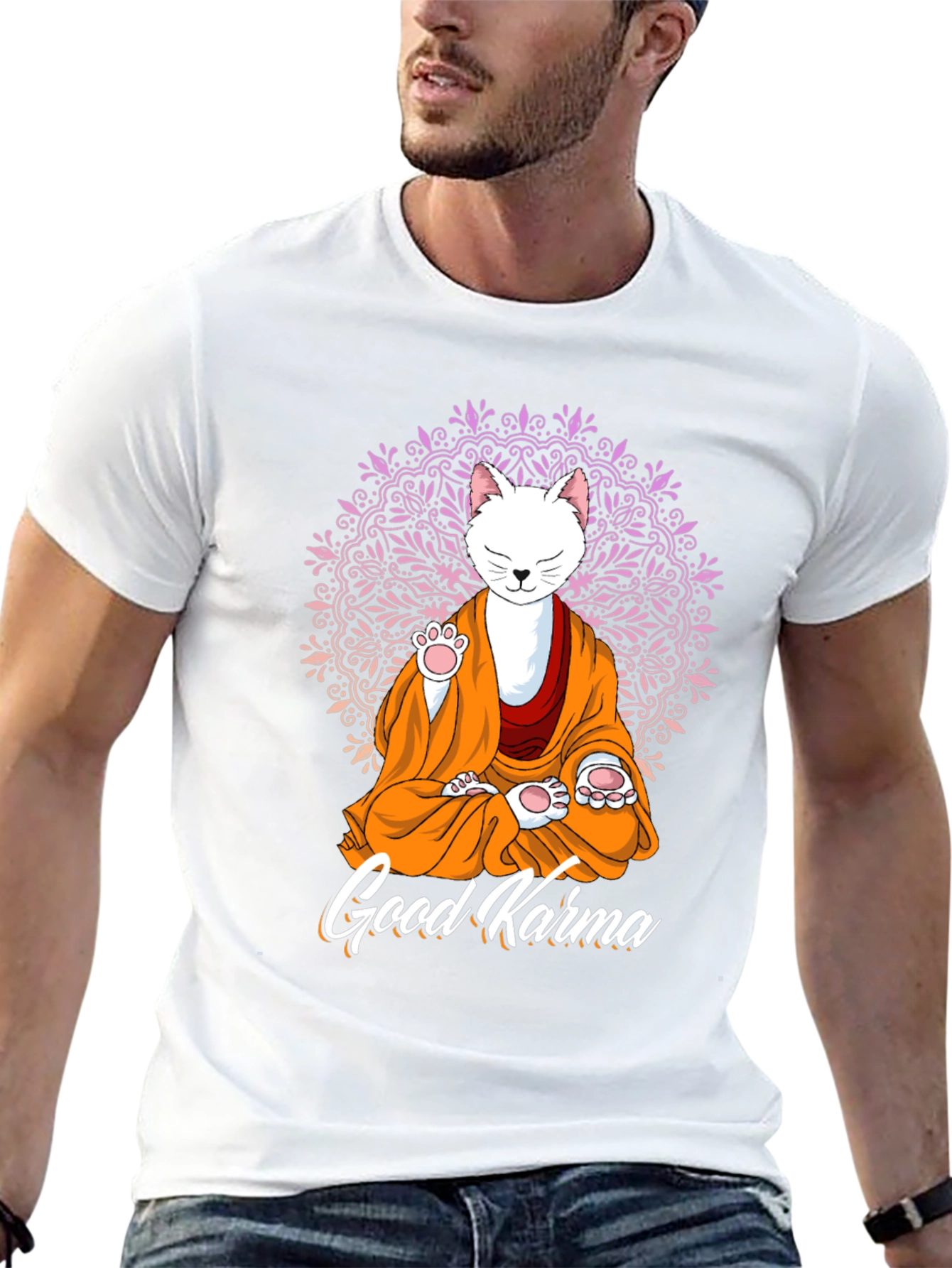 Good Karma Cat T-Shirt - Meditating Feline Tee