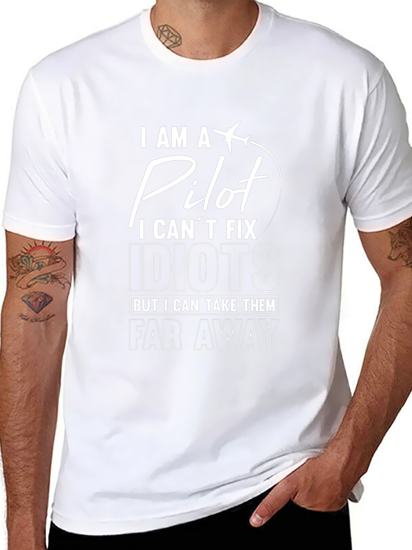 Pilot Humor T-Shirt - Fly Away From Idiots!