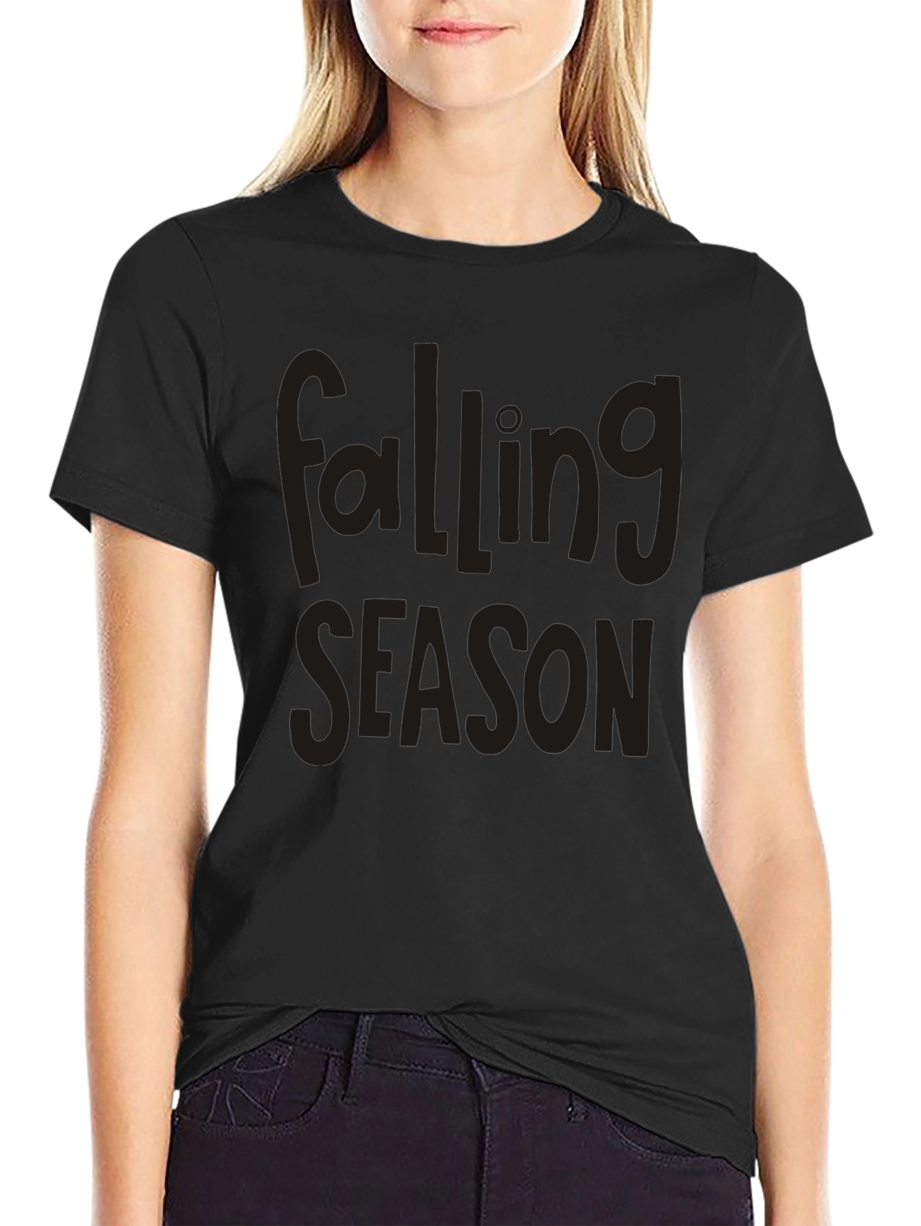 Falling Season Graphic Tee - Black