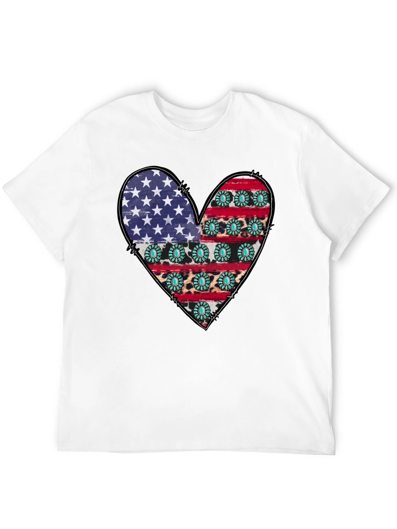 American Flag Heart Graphic T-Shirt