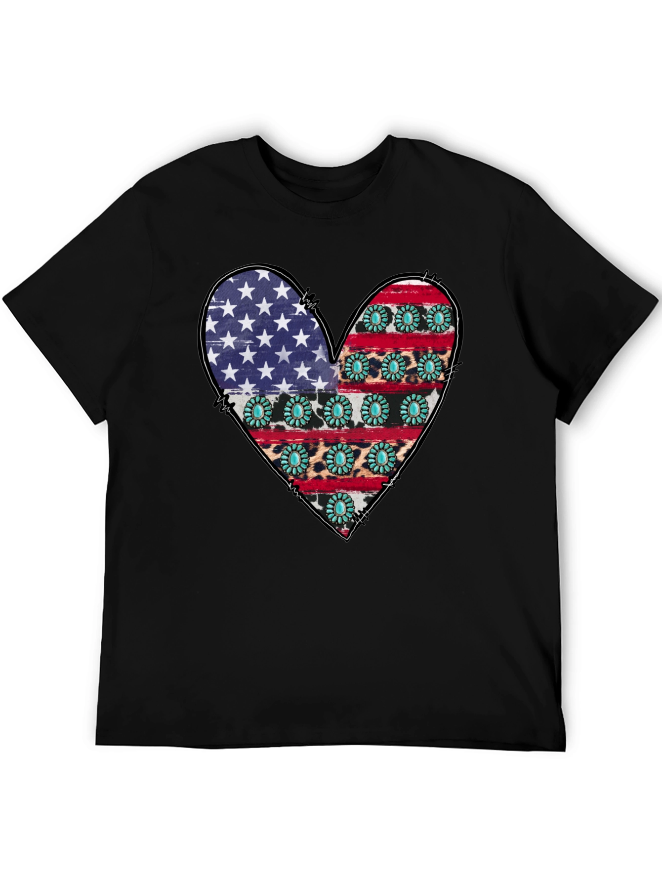 American Flag Heart Graphic T-Shirt