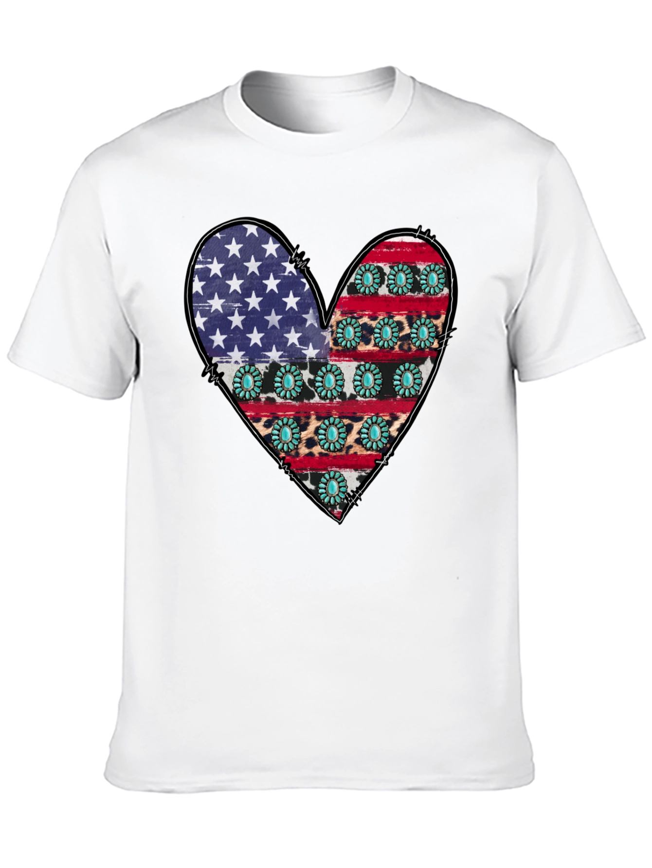 American Flag Heart Graphic T-Shirt