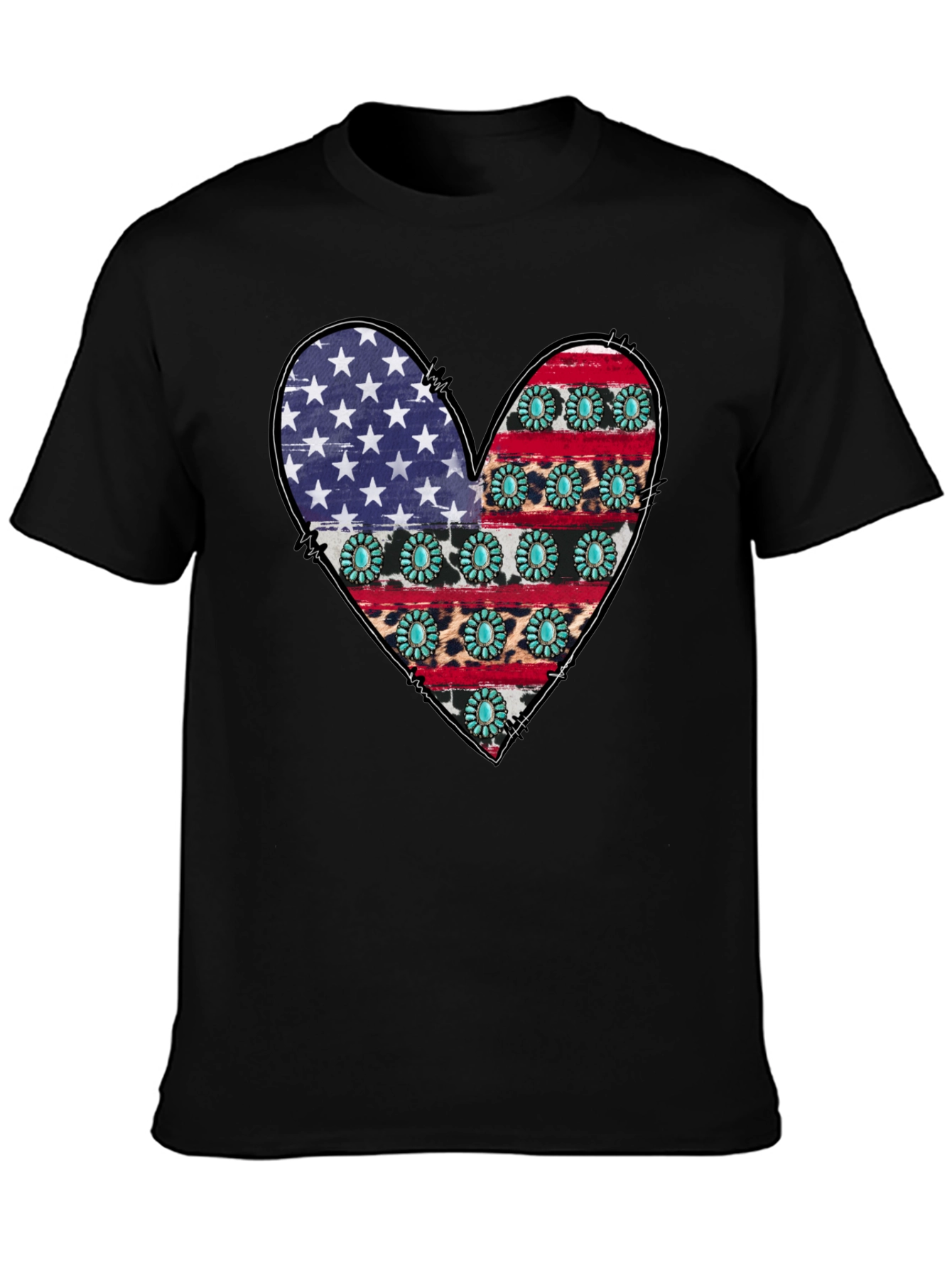 American Flag Heart Graphic T-Shirt