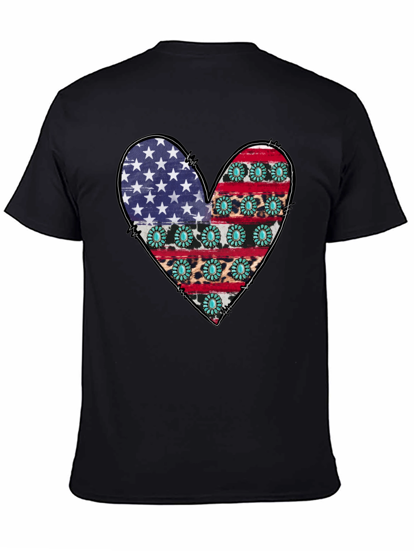 American Flag Heart Graphic T-Shirt