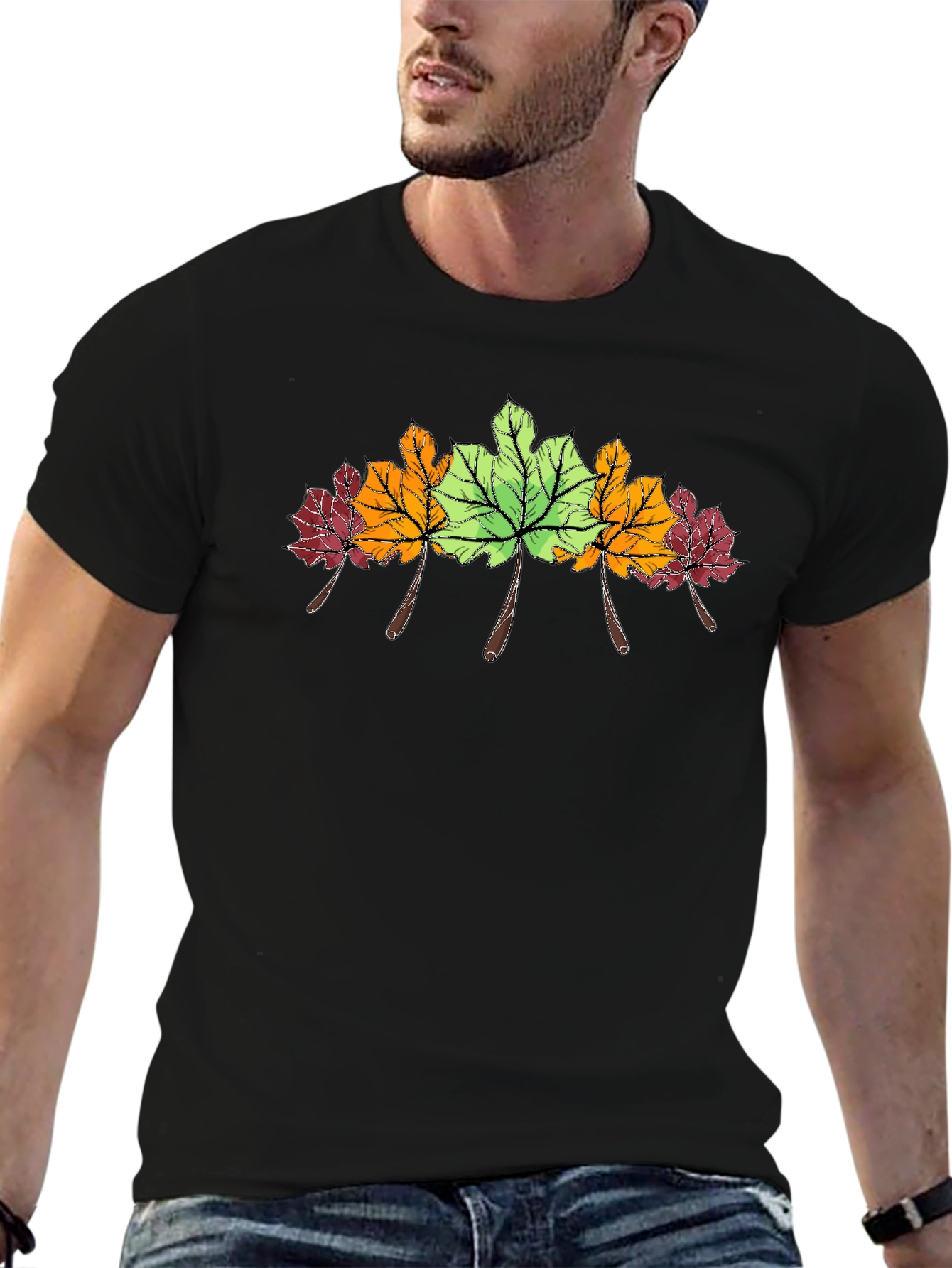 Autumn Leaves Graphic Tee - Nature Inspired Style