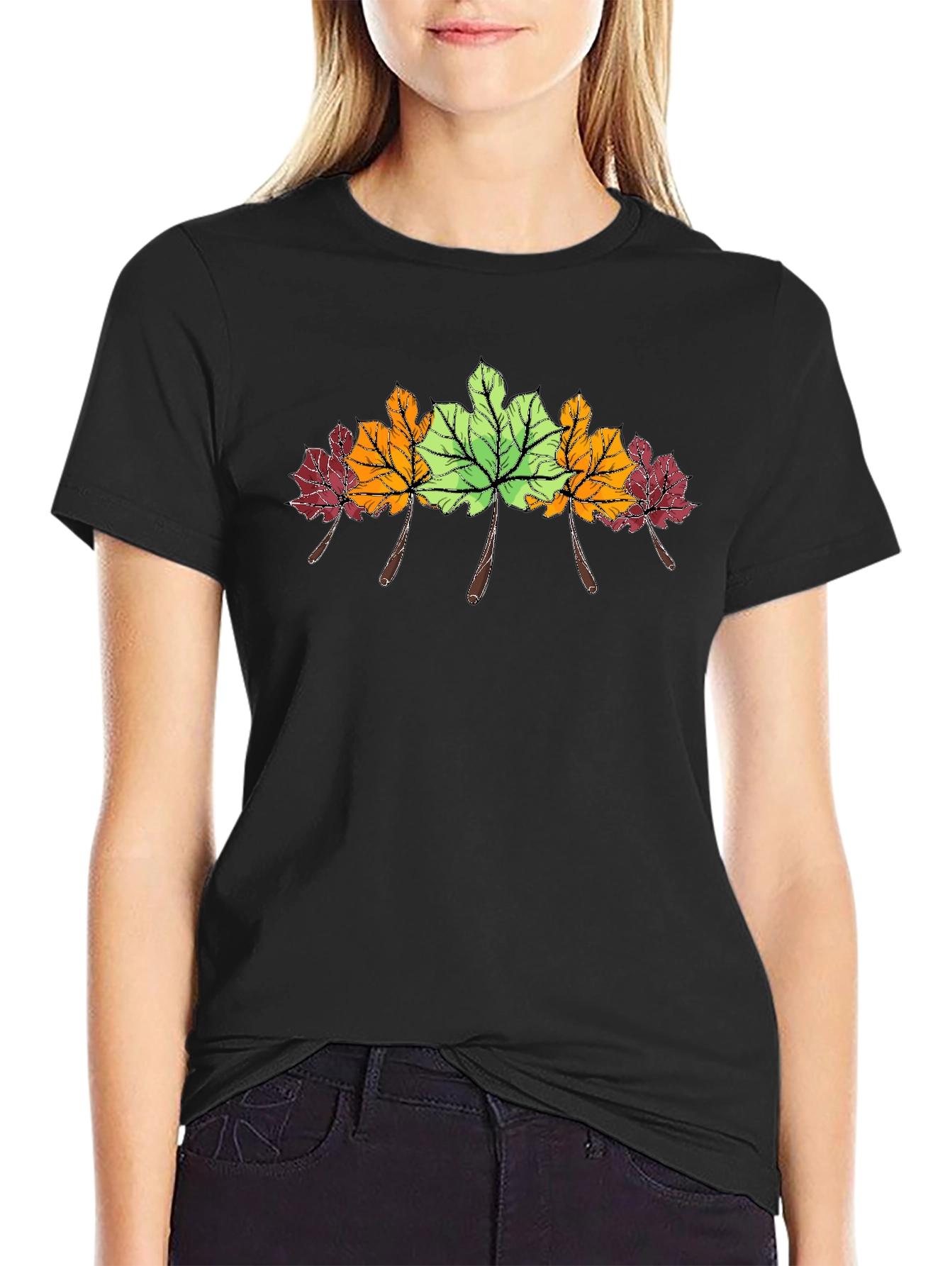 Autumn Leaves Graphic Tee - Nature Inspired Style