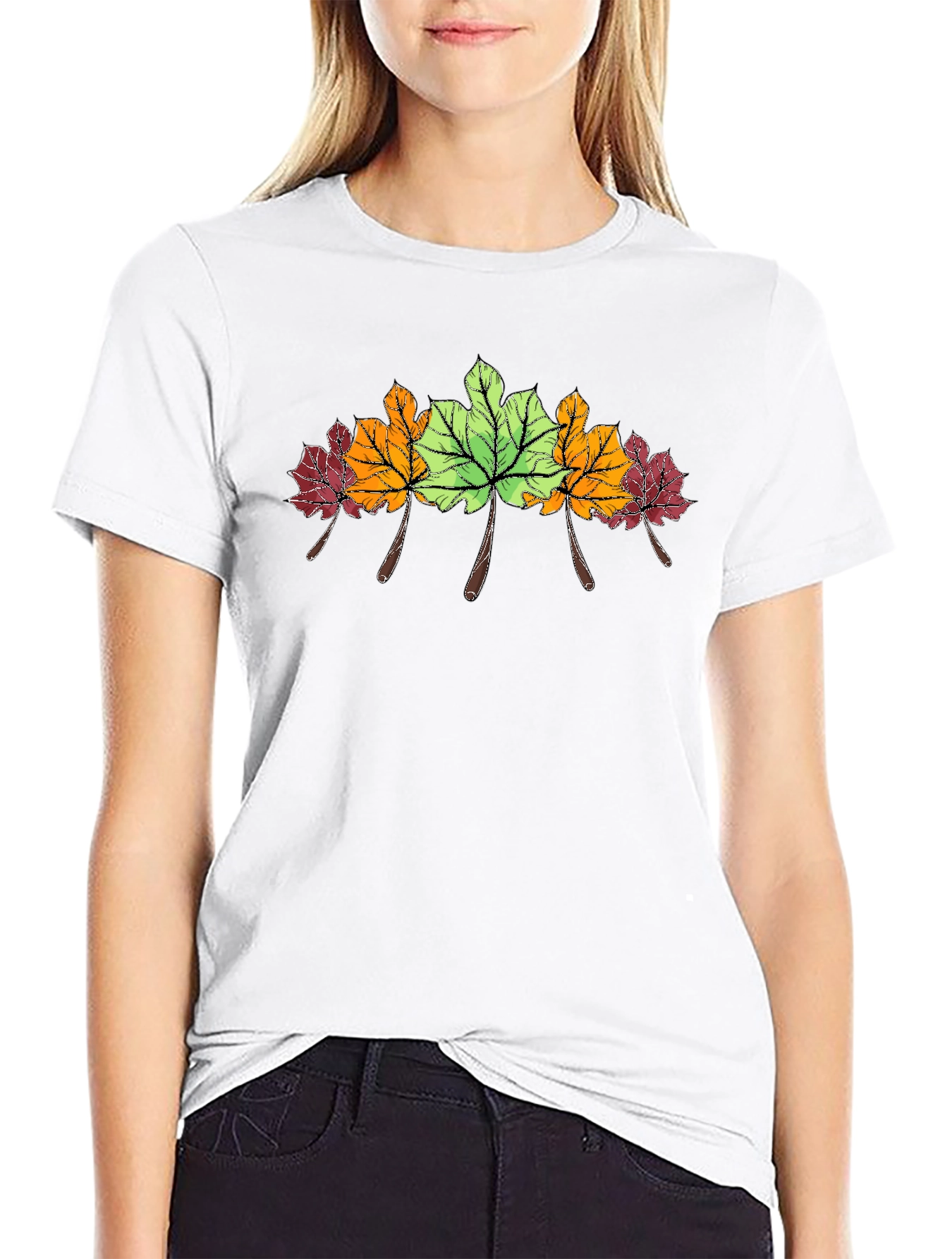 Autumn Leaves Graphic Tee - Nature Inspired Style