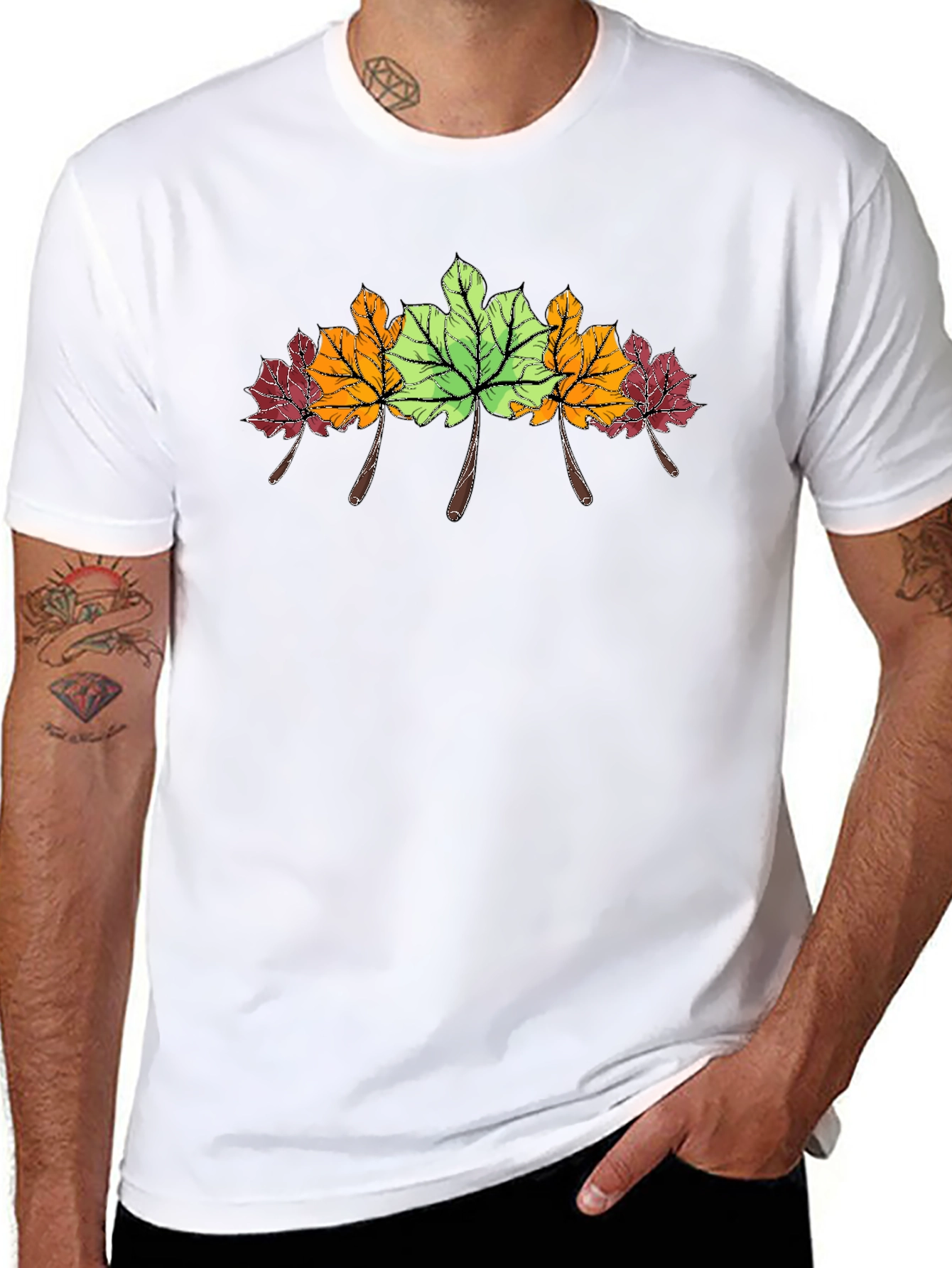 Autumn Leaves Graphic Tee - Nature Inspired Style