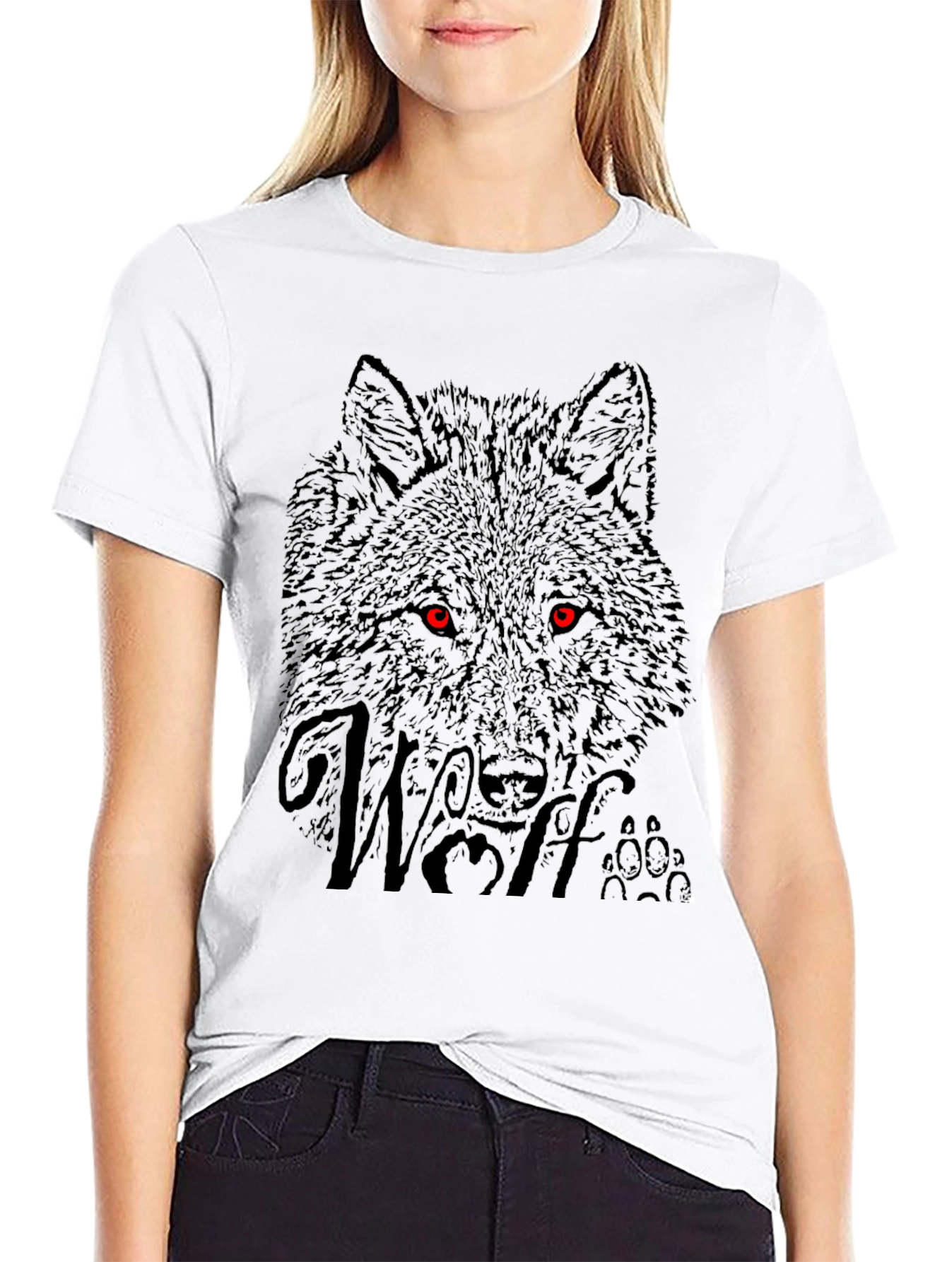 Mens Black Wolf Graphic Tee