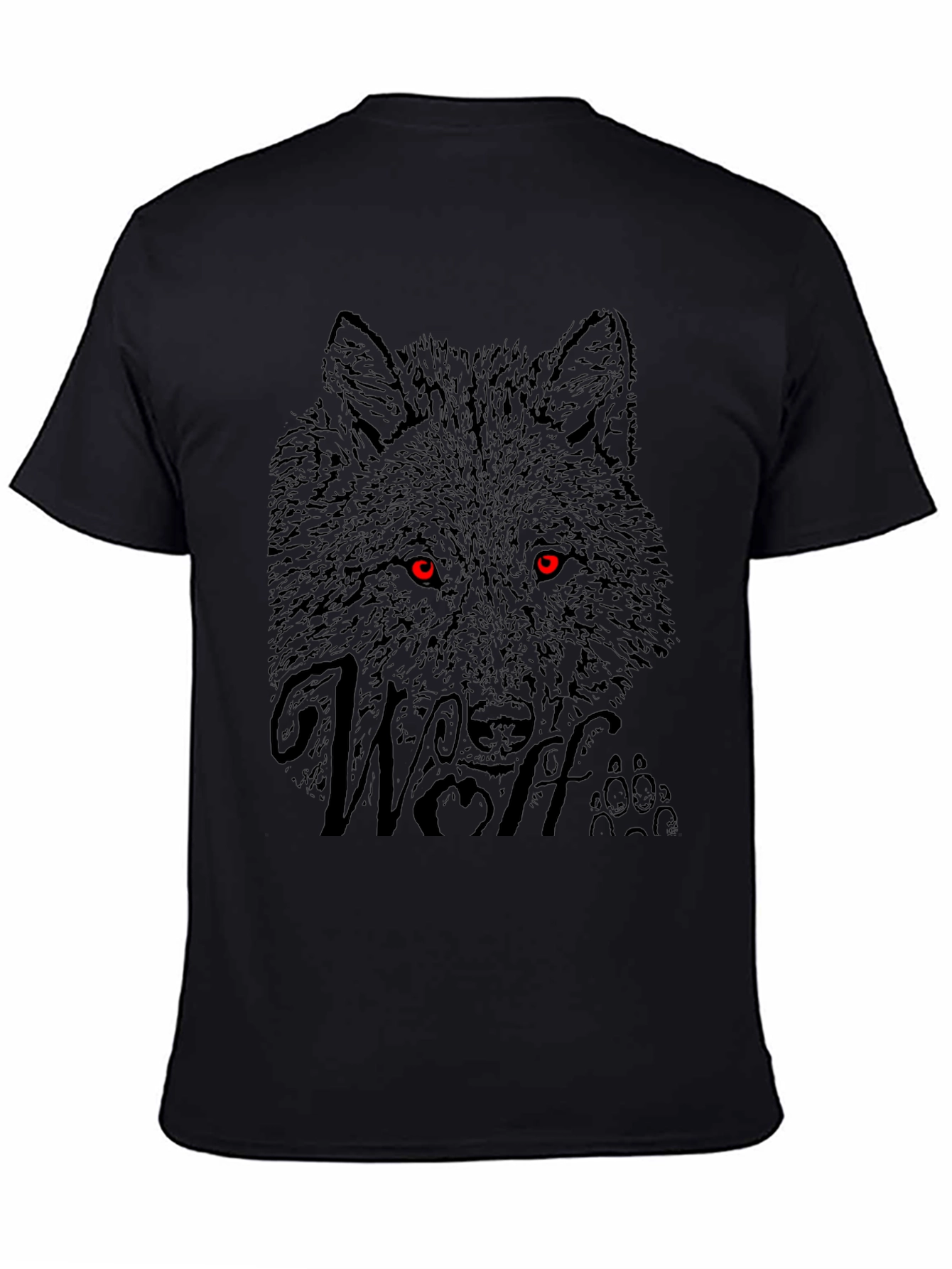 Mens Black Wolf Graphic Tee