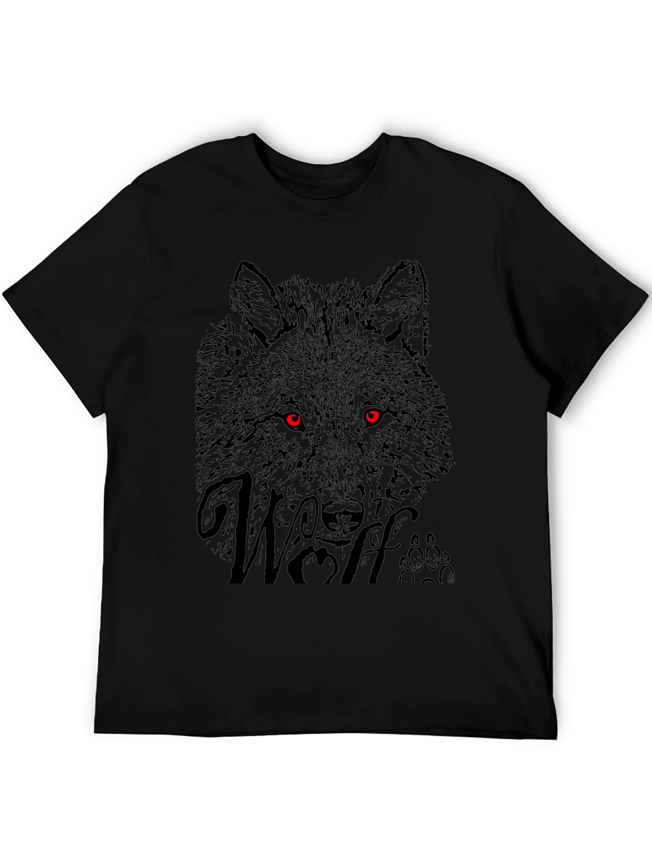 Mens Black Wolf Graphic Tee