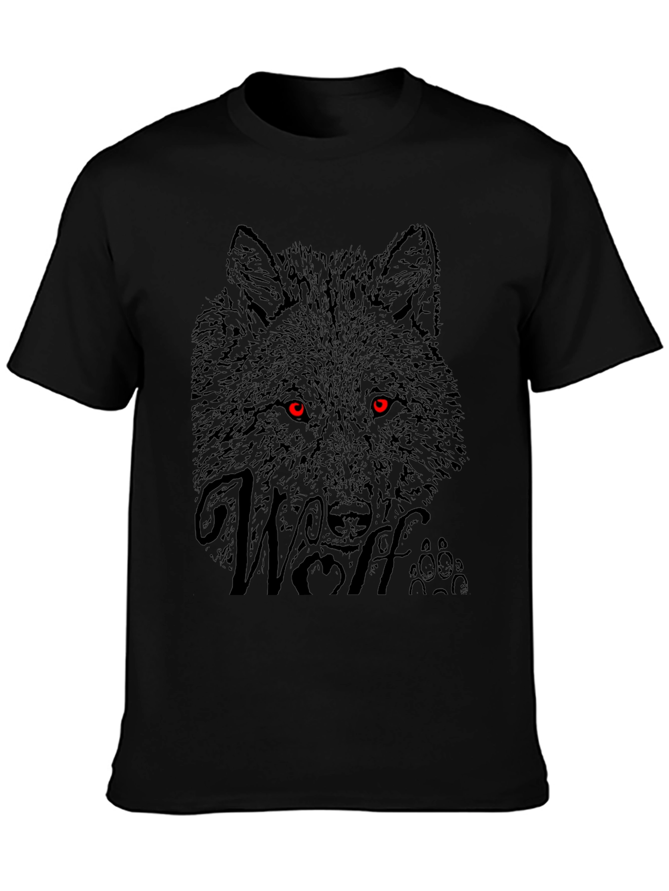 Mens Black Wolf Graphic Tee