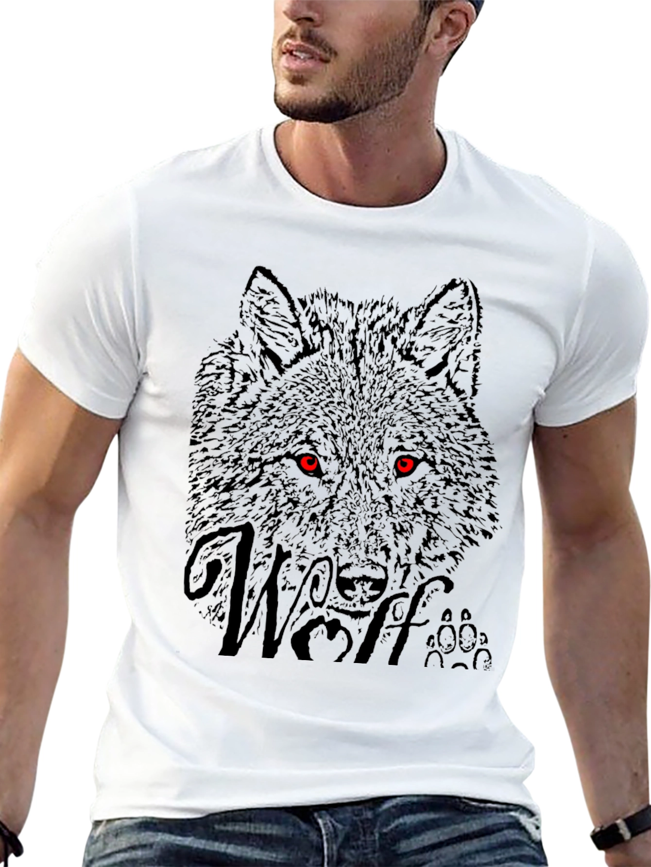 Mens Black Wolf Graphic Tee