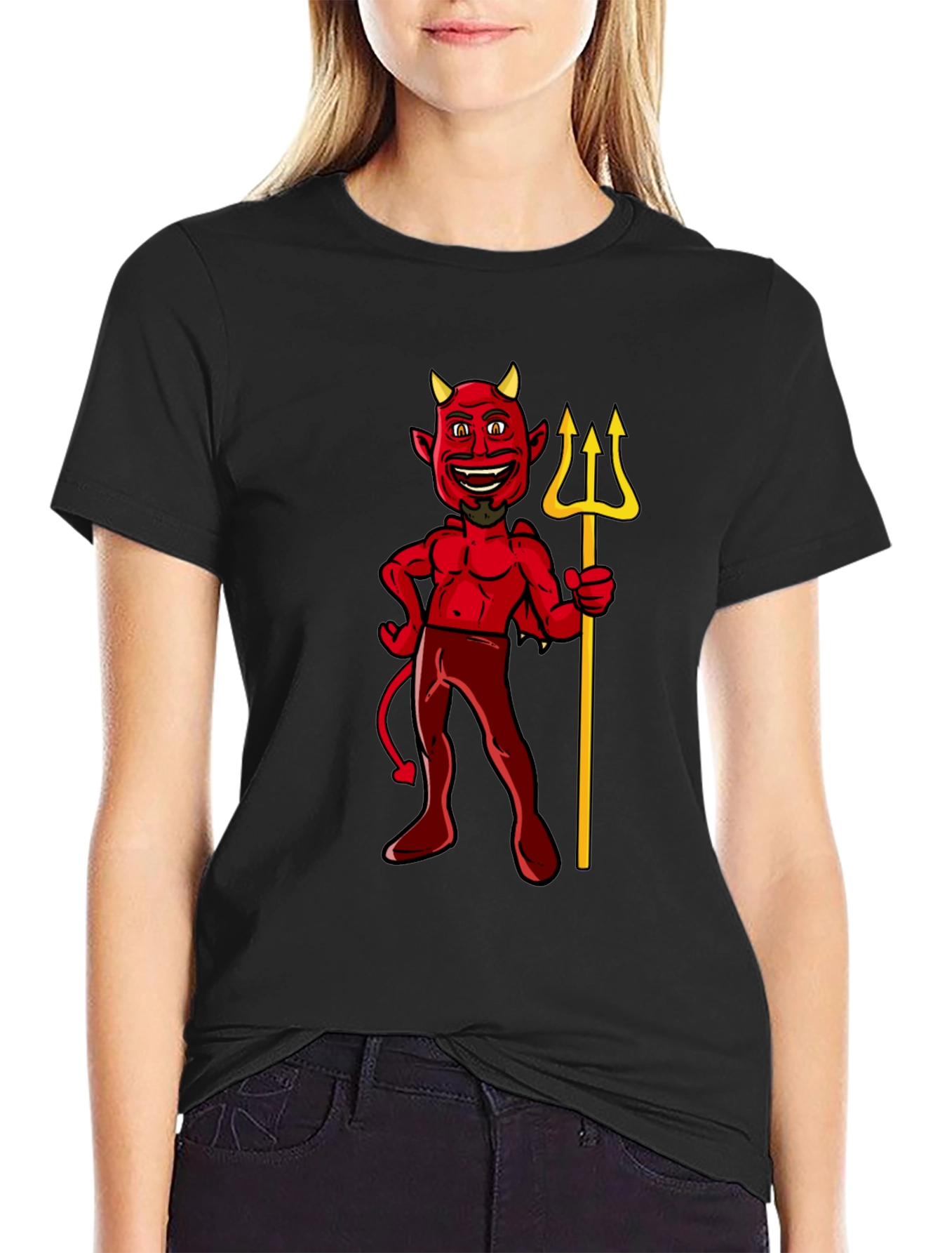 Devil Graphic Tee - Black Cotton T-Shirt