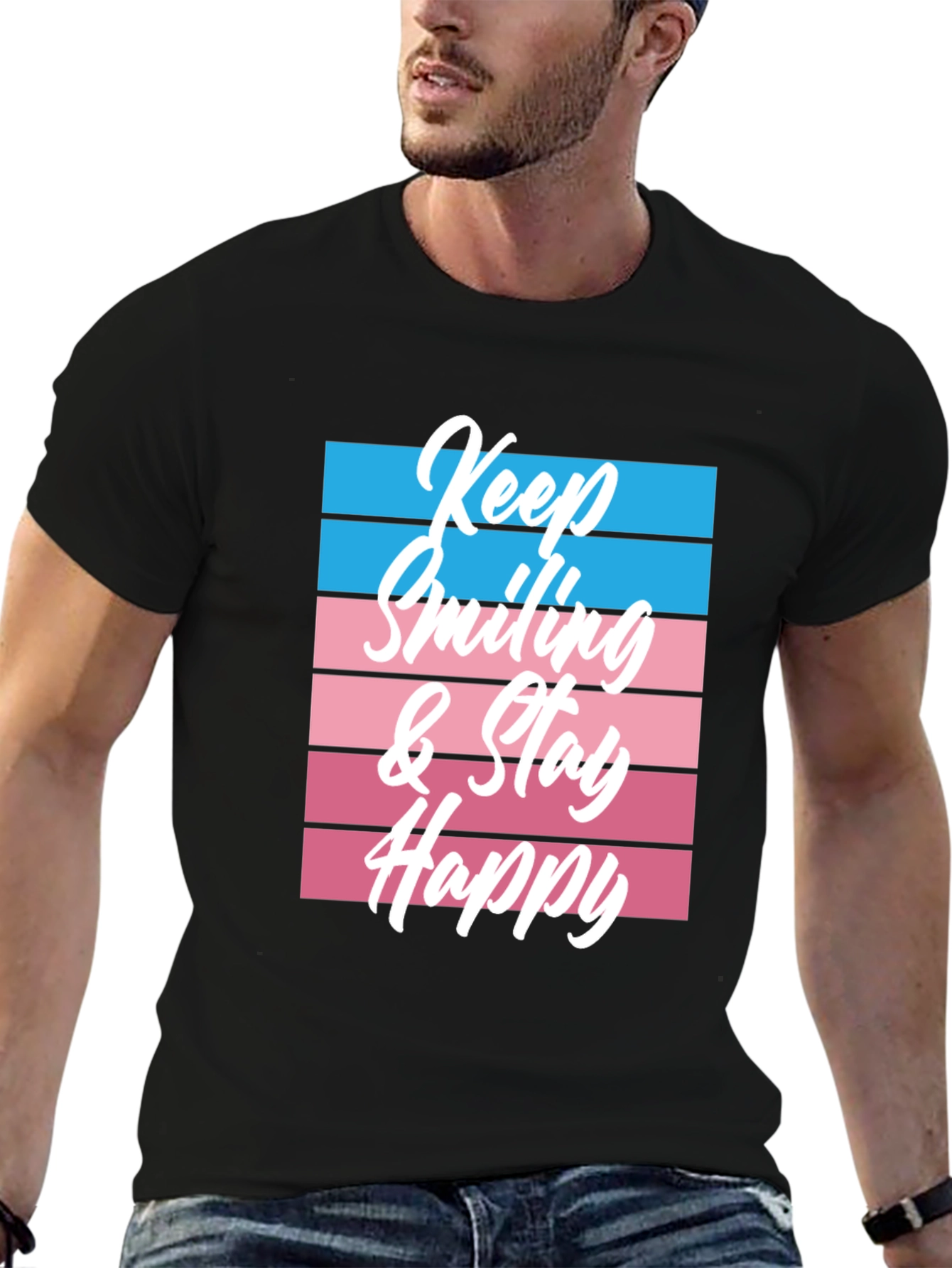 Keep Smiling Graphic Tee - Black