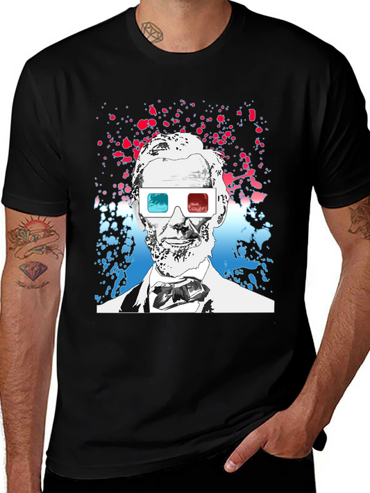 Abraham Lincoln 3D Glasses Graphic Tee