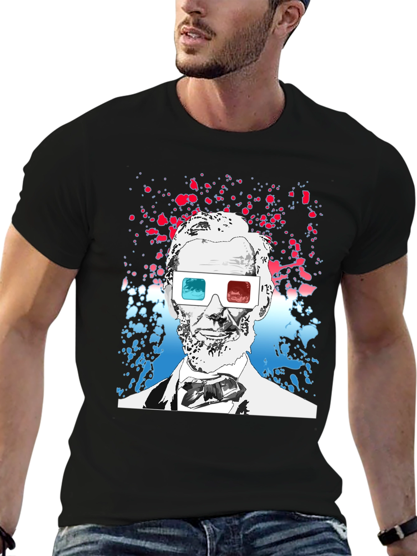 Abraham Lincoln 3D Glasses Graphic Tee