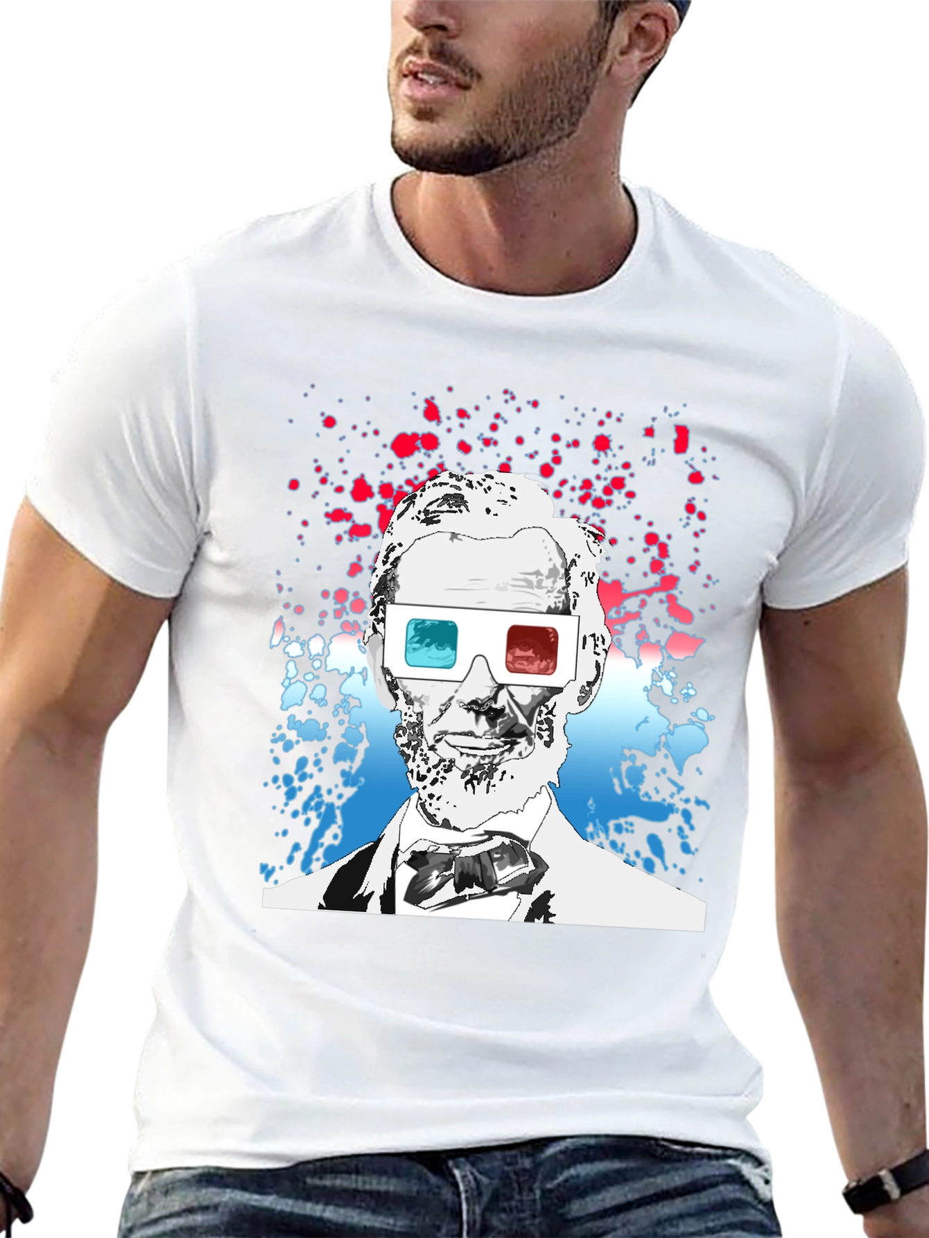 Abraham Lincoln 3D Glasses Graphic Tee