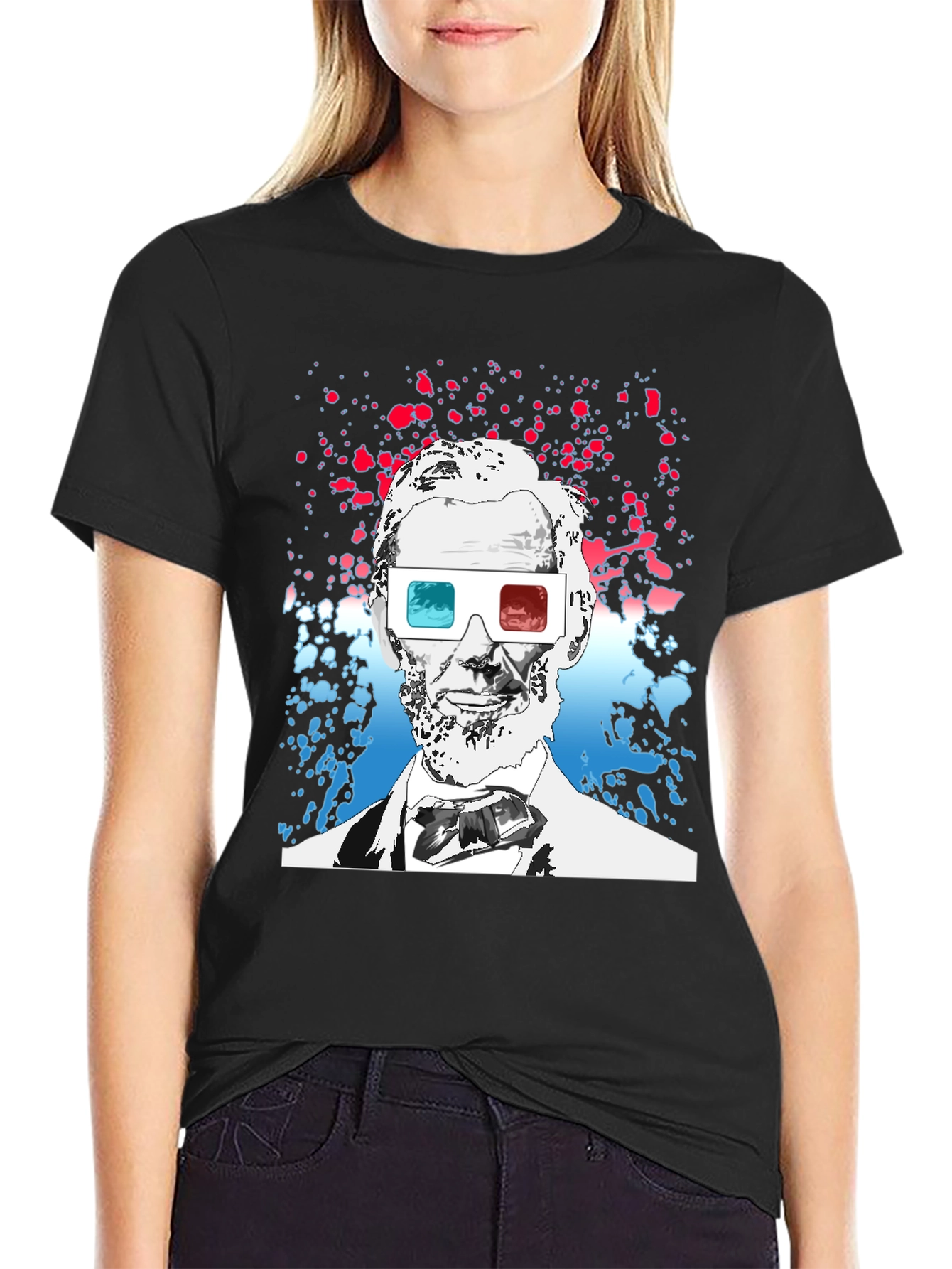 Abraham Lincoln 3D Glasses Graphic Tee