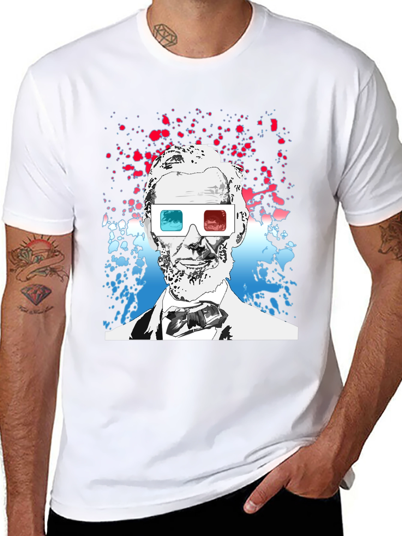 Abraham Lincoln 3D Glasses Graphic Tee
