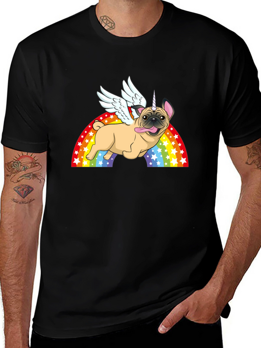 Pug Unicorn Rainbow T-Shirt - Mens Black Tee