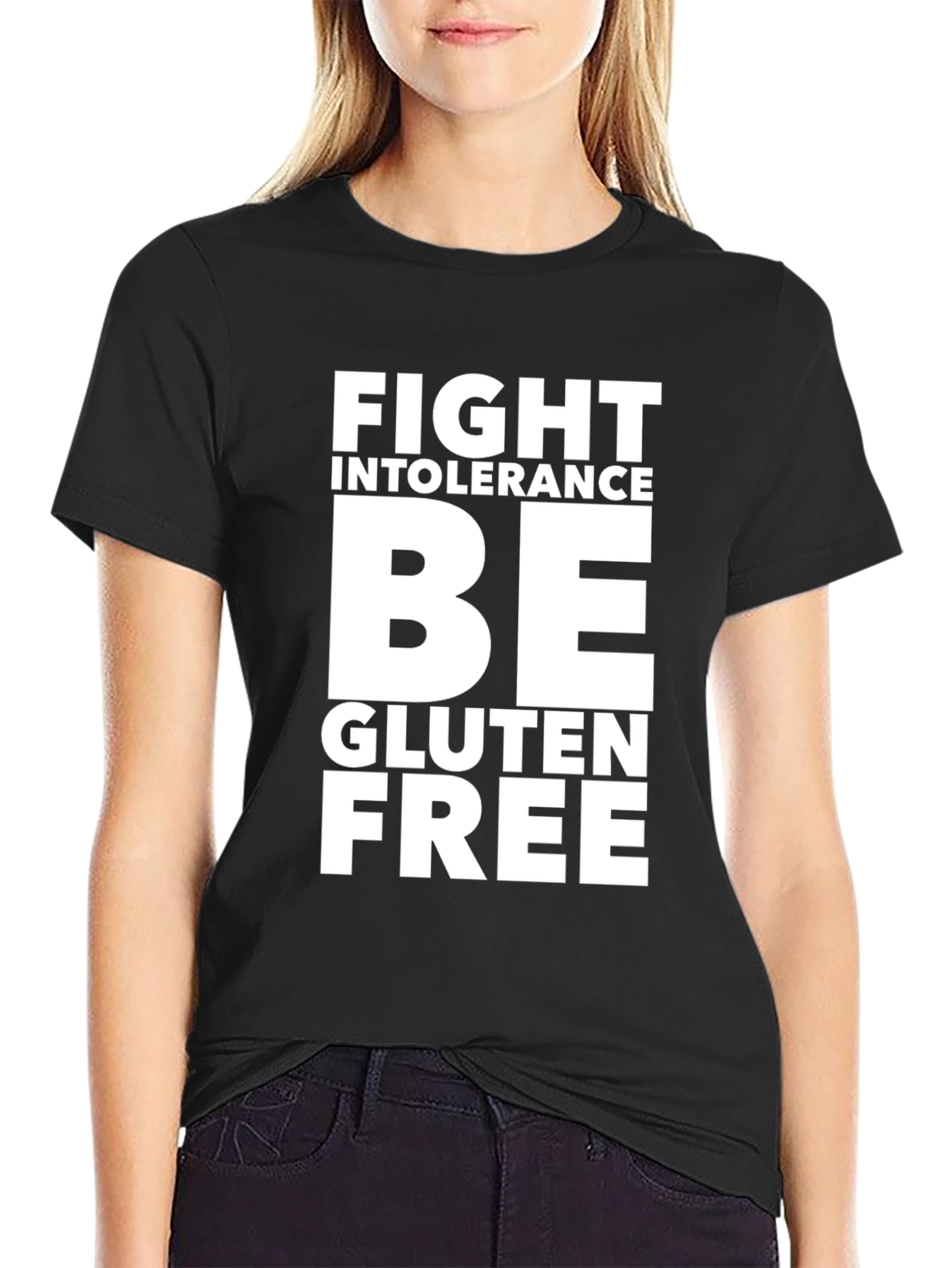 Fight Intolerance Be Gluten Free Black Graphic Tee