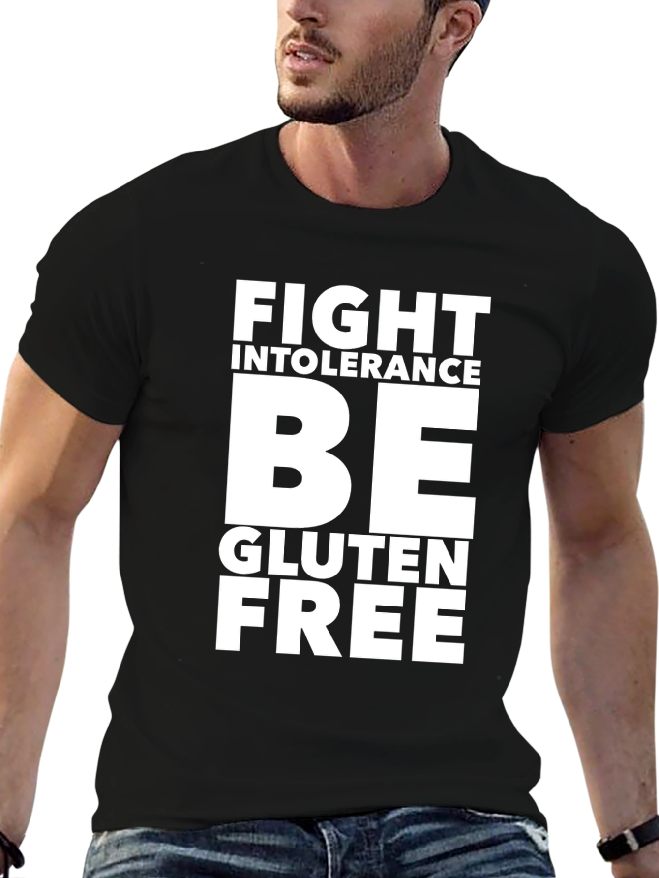 Fight Intolerance Be Gluten Free Black Graphic Tee