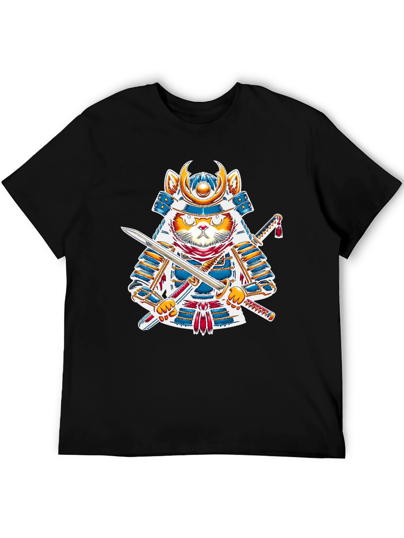 Samurai Cat T-Shirt - Warrior Kitten Graphic Tee