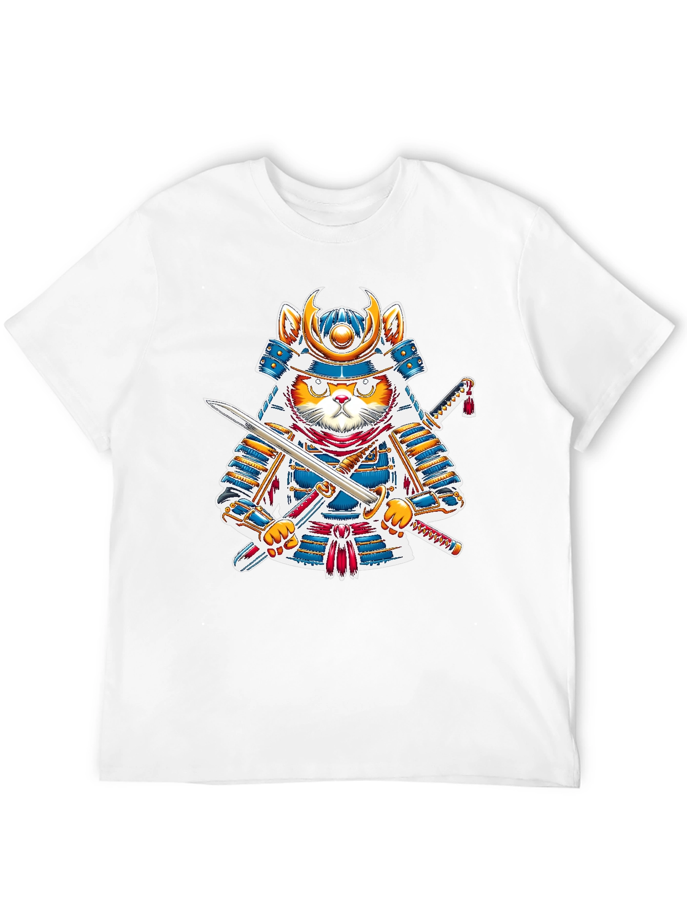 Samurai Cat T-Shirt - Warrior Kitten Graphic Tee
