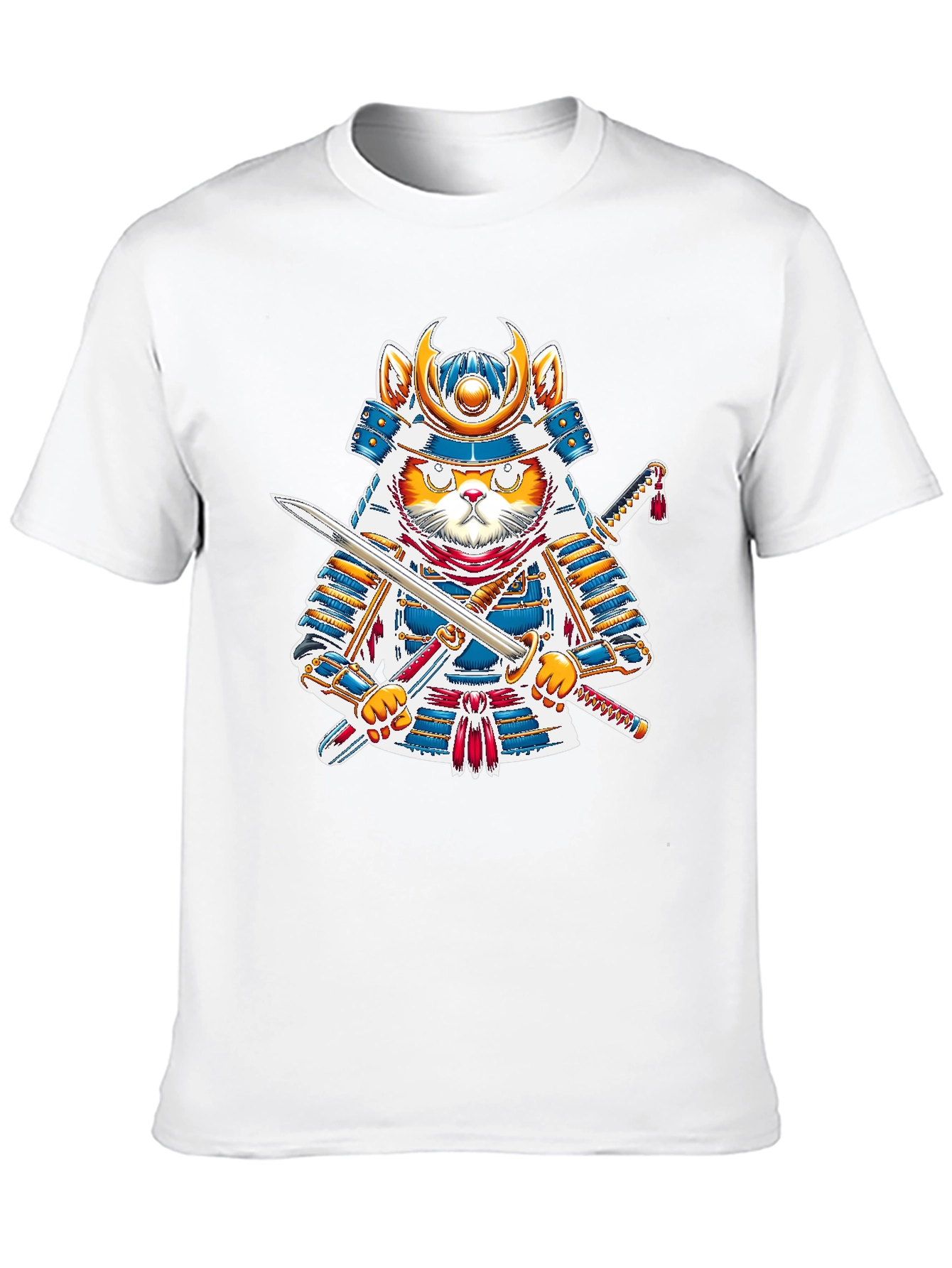 Samurai Cat T-Shirt - Warrior Kitten Graphic Tee